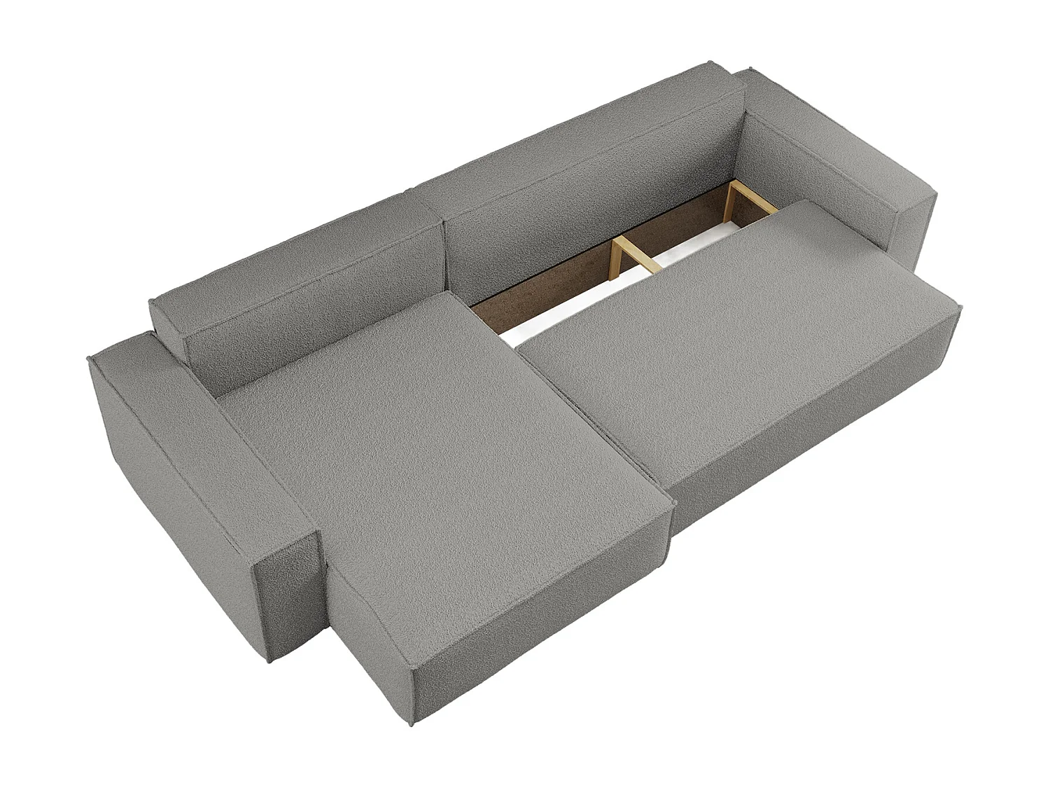 Hoekbank L-vorm met slaapfunctie en opbergruimte, stof Quelle, Grijs, Links, BEST XL