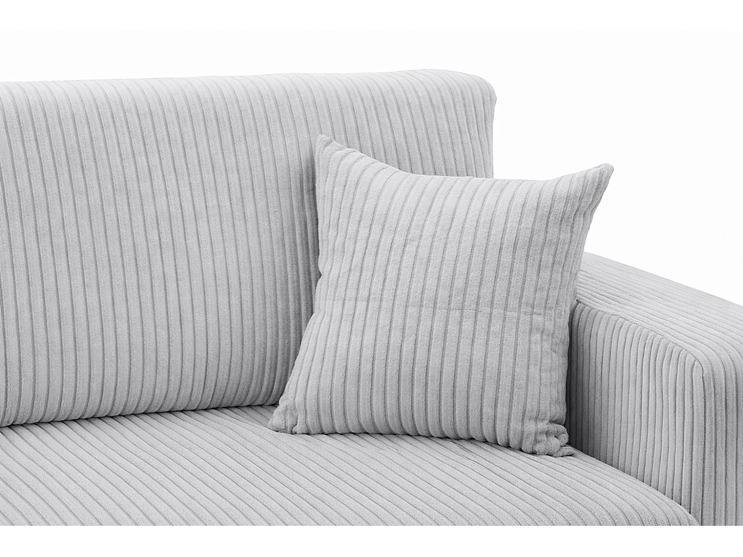 Hoekbank met slaapfunctie, koordstof Poso, Lichtgrijs, Links, ROUND ONE XL