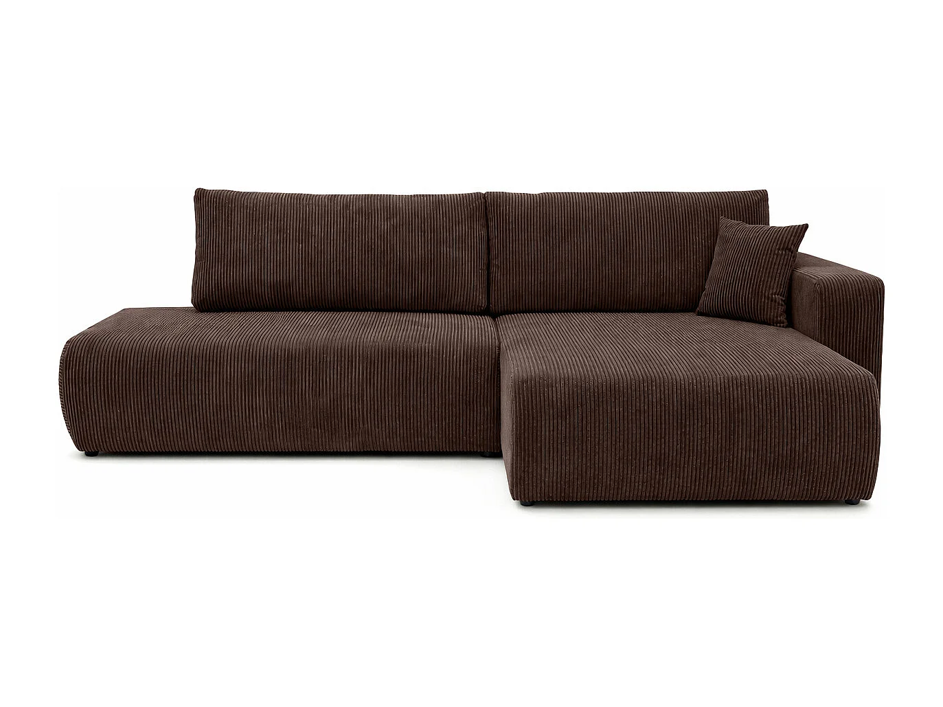 Hoekbank met slaapfunctie en opbergruimte, koordstof Poso, Bruin, Rechts, OPEN XL