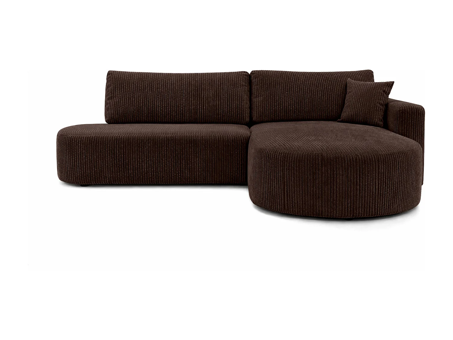 Hoekbank met slaapfunctie en opbergruimte, corduroy stof Poso, Bruin, Rechts, ROUND ONE OPEN XL
