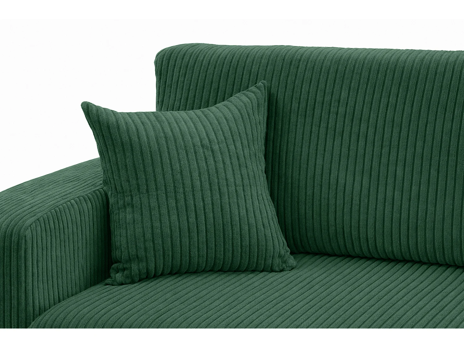 Hoekbank met slaapfunctie, koordstof Poso, Groen, Rechts, ROUND ONE XL