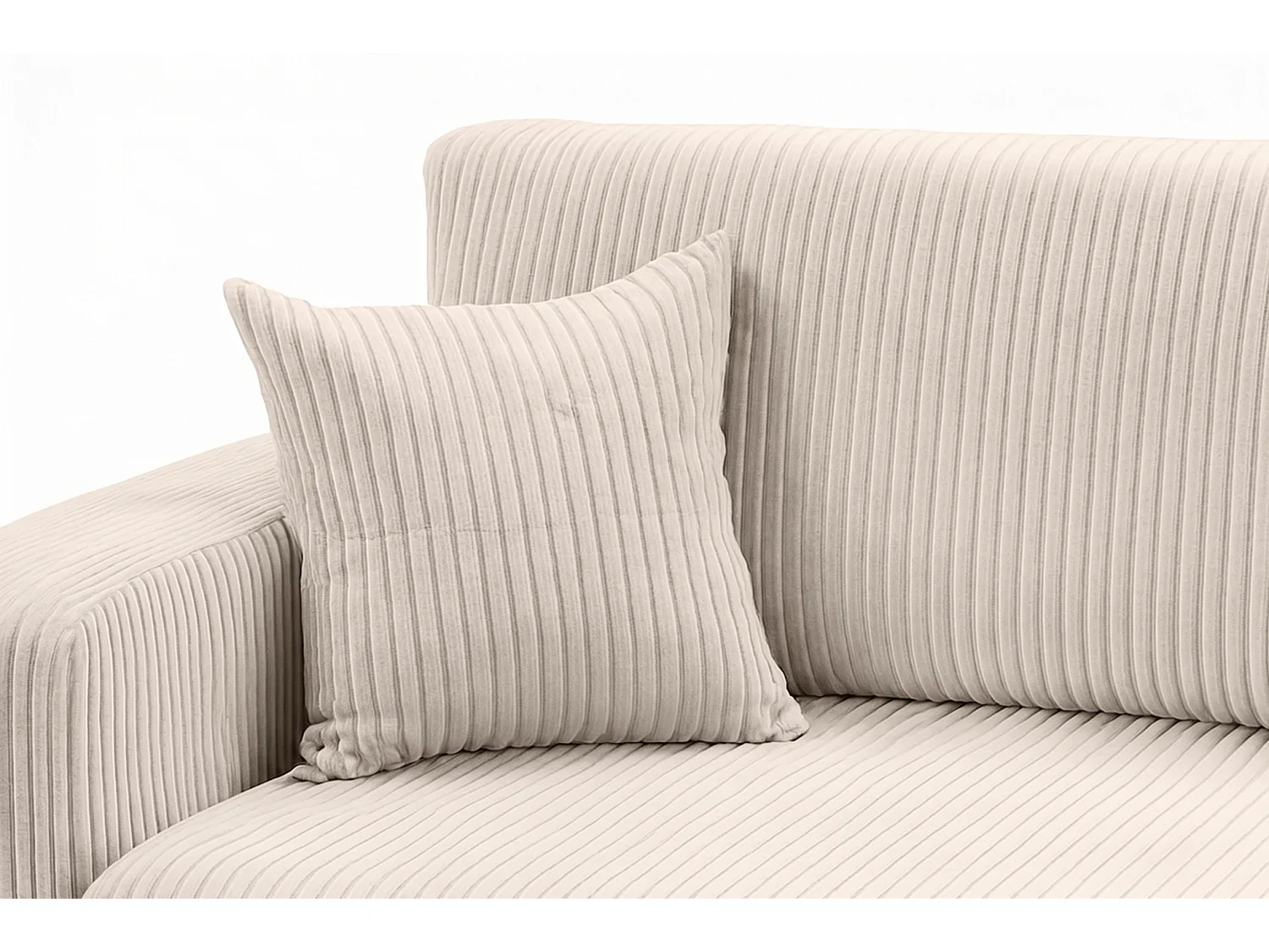 Ecksofa mit Schlaffunktion, Cordstoff Poso, Beige, Rechts, ROUND ONE XL