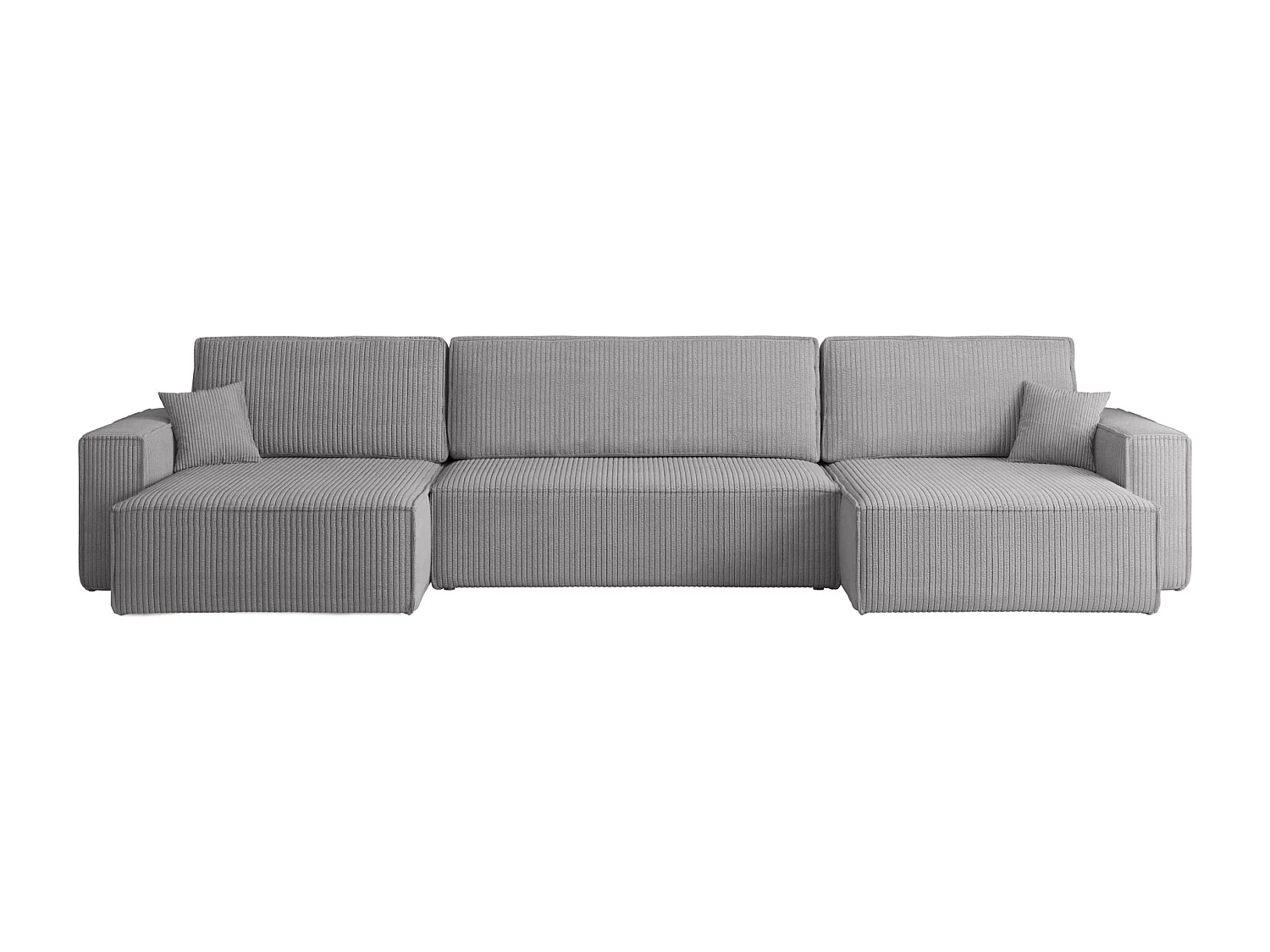Canapé d’angle en U avec fonction couchage et coffre de rangement, tissu Poso velours côtelé épais, Gris, BEST U XL