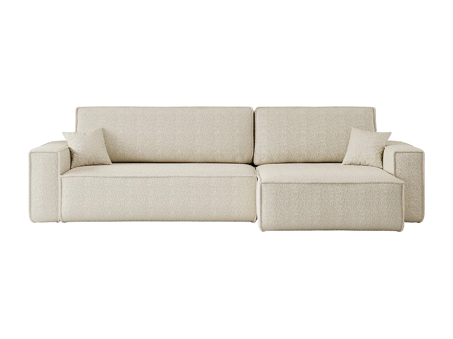 Hoekbank L-vorm met slaapfunctie en opbergruimte, stof Quelle, Ecru, Rechts, BEST XL