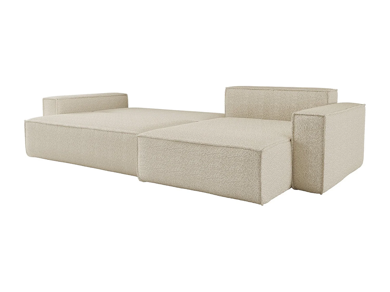 Hoekbank L-vorm met slaapfunctie en opbergruimte, stof Quelle, Ecru, Rechts, BEST XL