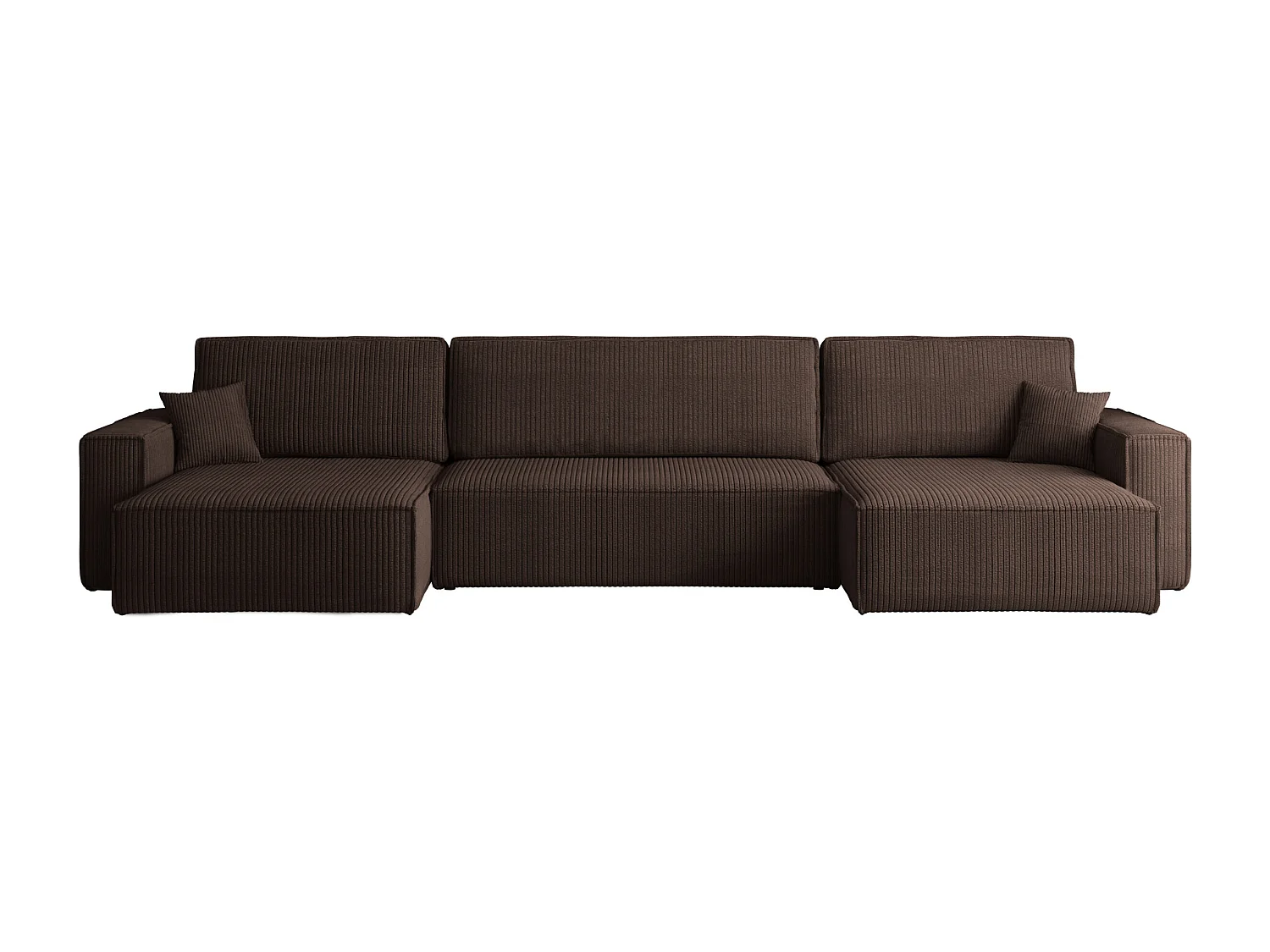 Hoekbank U-vorm met slaapfunctie en opbergruimte, stof Poso dikke cord, Bruin, BEST U XL