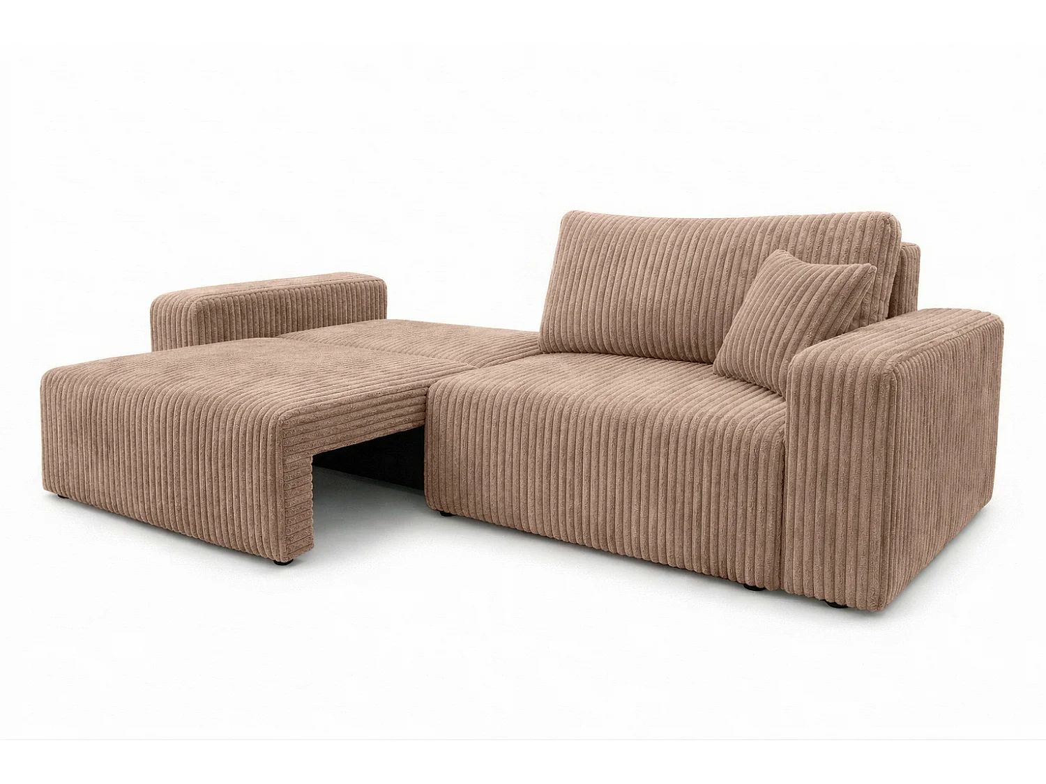 Canapé avec fonction couchage et coffre de rangement, tissu en velours côtelé Tilia, Marron, BEST SCORNER