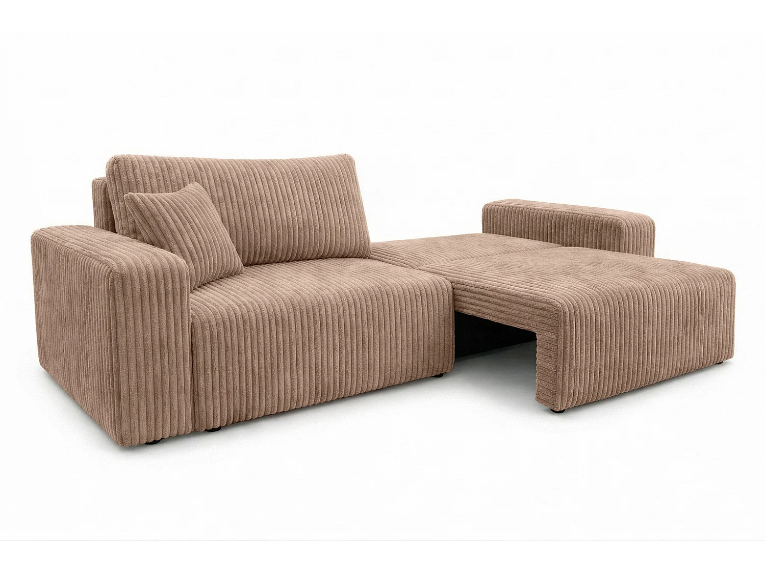 Canapé avec fonction couchage et coffre de rangement, tissu en velours côtelé Tilia, Marron, BEST SCORNER