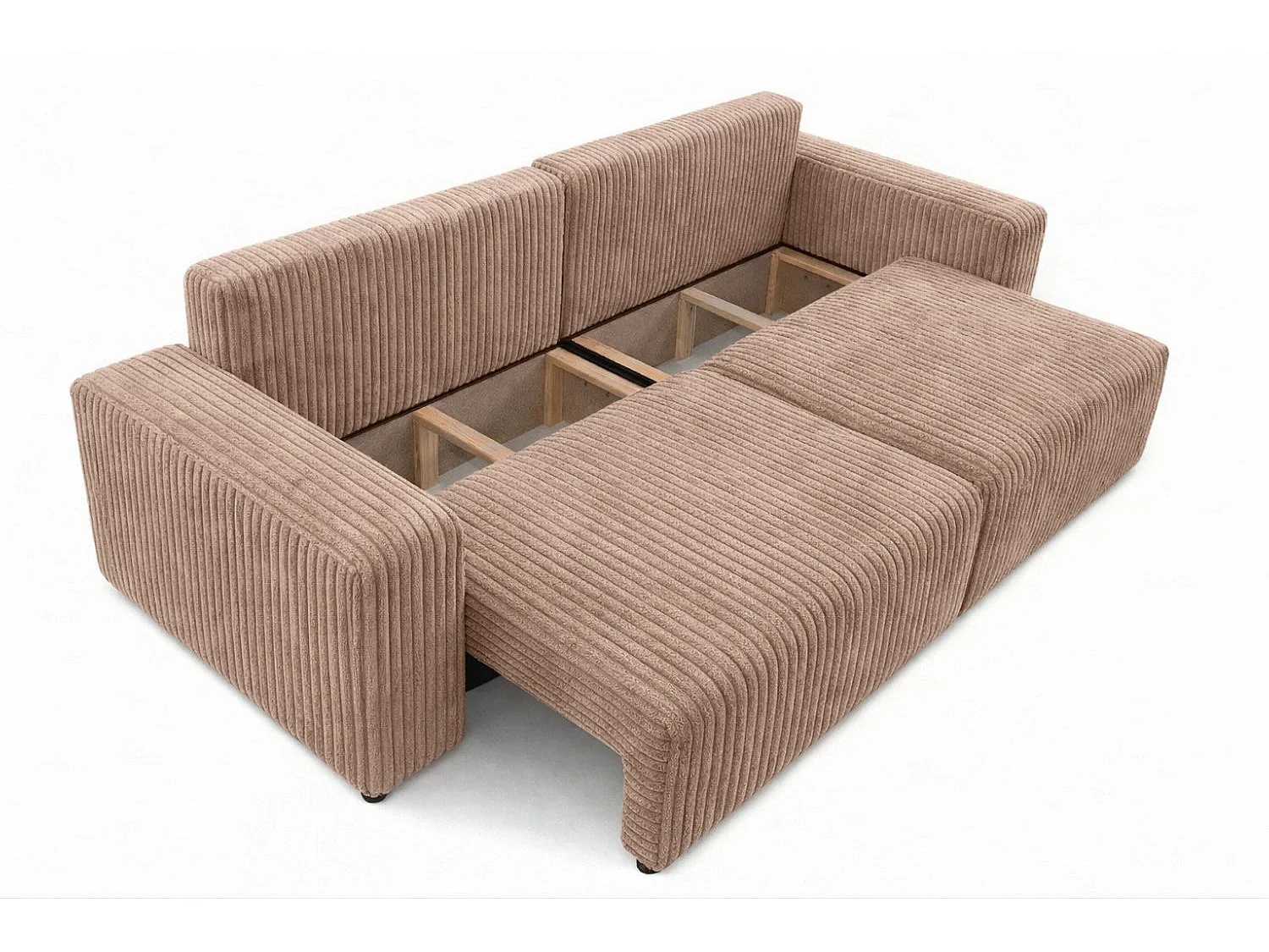 Canapé avec fonction couchage et coffre de rangement, tissu en velours côtelé Tilia, Marron, BEST SCORNER