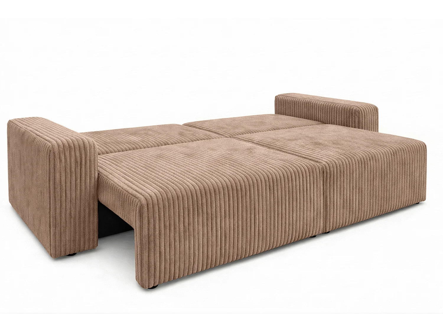Canapé avec fonction couchage et coffre de rangement, tissu en velours côtelé Tilia, Marron, BEST SCORNER