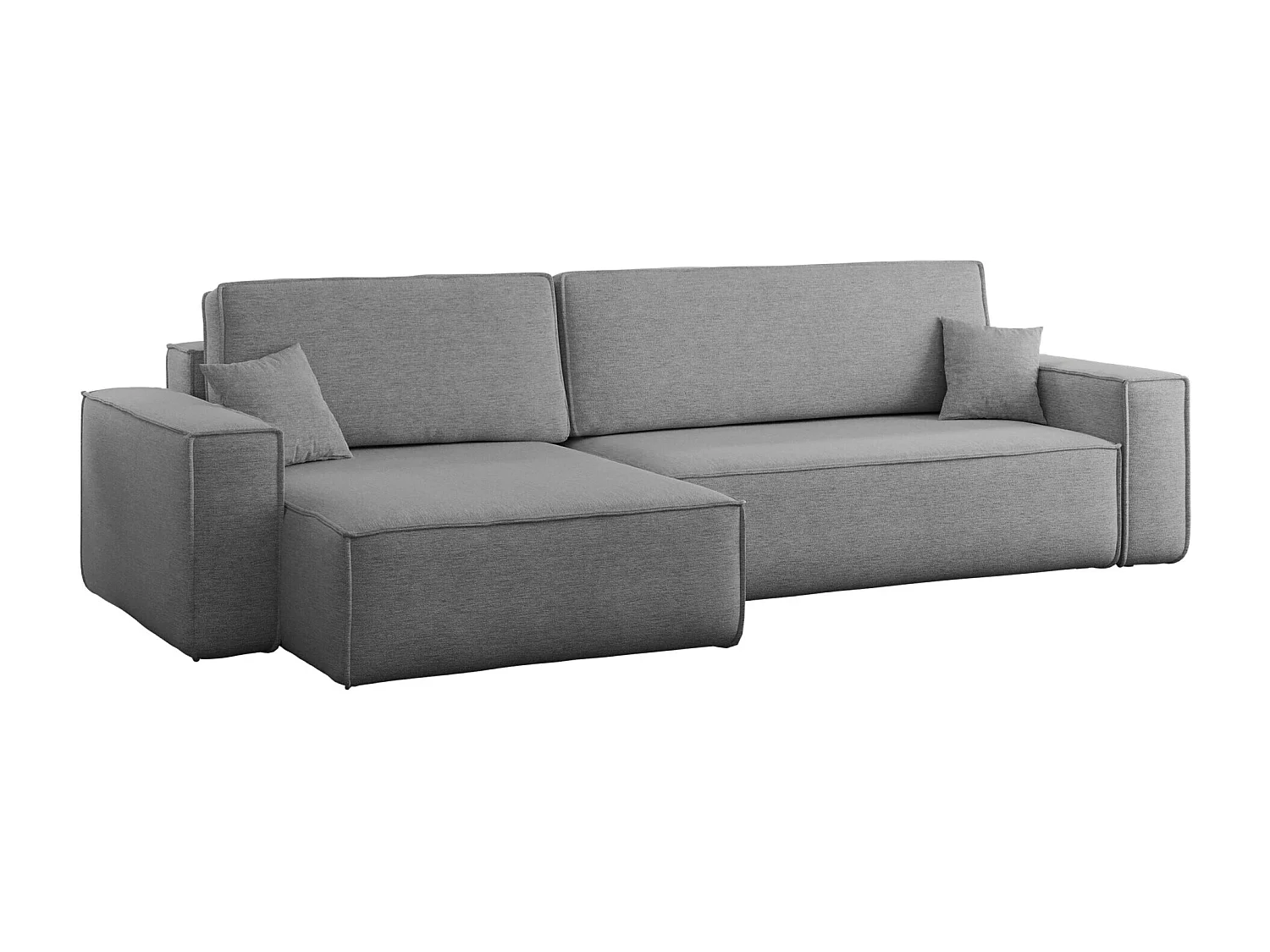 Hoekbank L-vorm met slaapfunctie en opbergruimte, stof Verita, Staal, Links, BEST XL