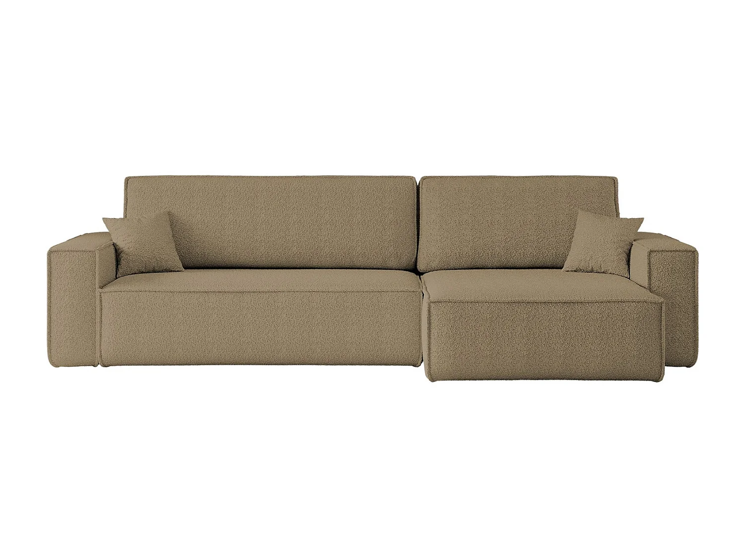 Hoekbank L-vorm met slaapfunctie en opbergruimte, stof Quelle, Lichtbruin, Rechts, BEST XL