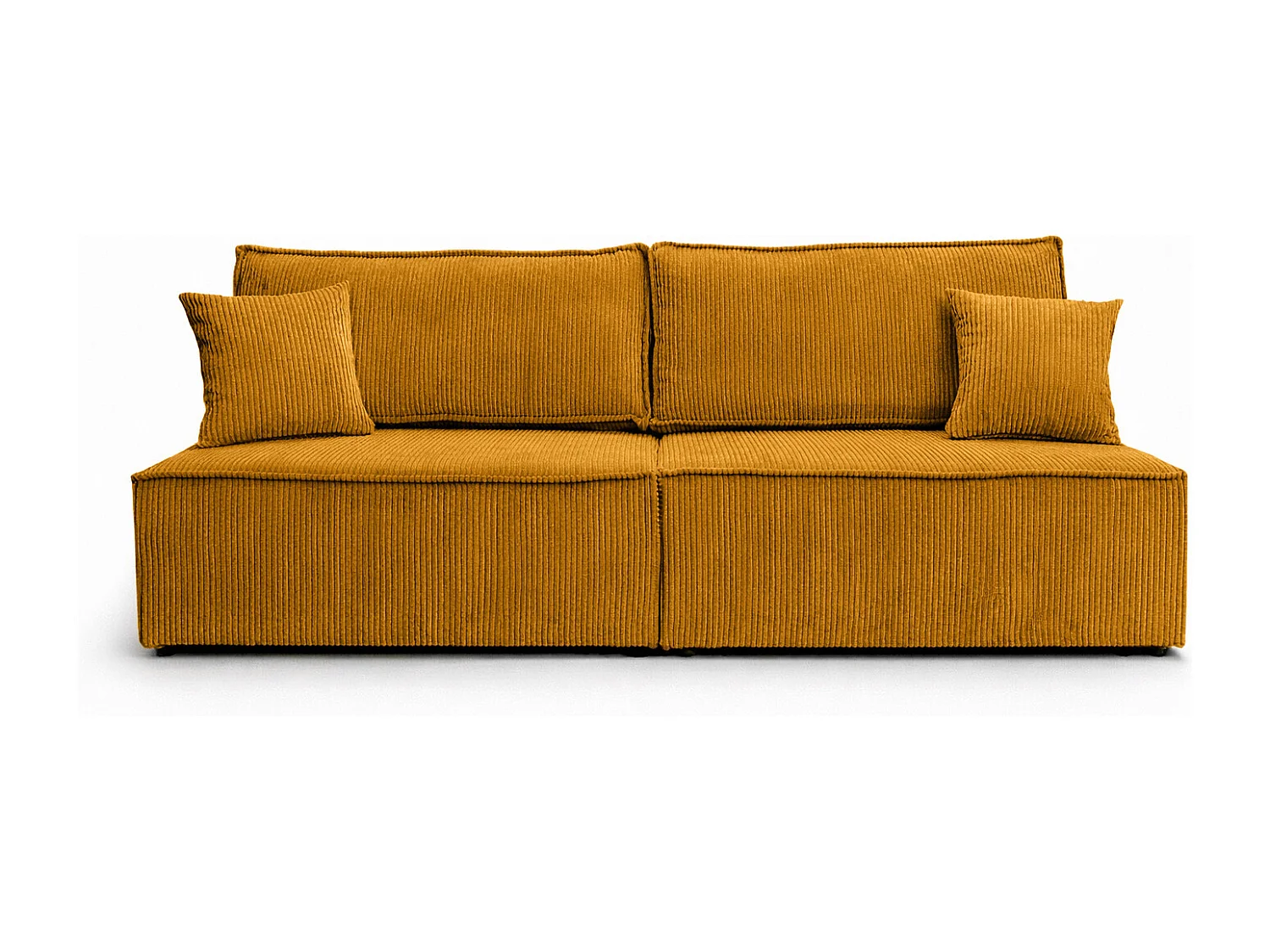 Canapé avec fonction couchage et coffre de rangement, tissu en velours côtelé Poso, Couleur moutarde, BEST MINI