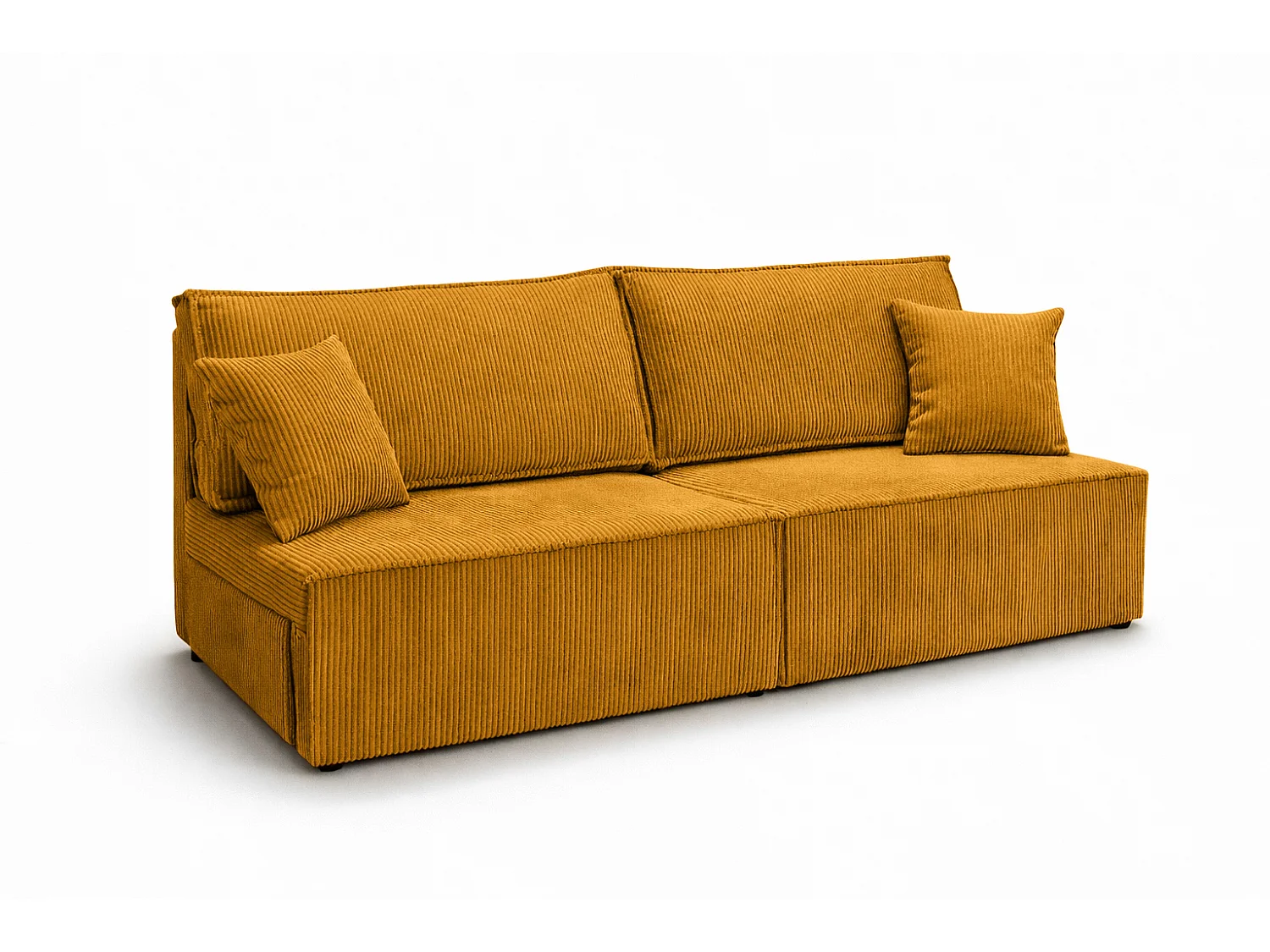 Canapé avec fonction couchage et coffre de rangement, tissu en velours côtelé Poso, Couleur moutarde, BEST MINI