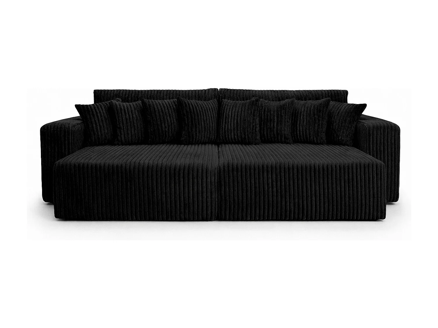Canapé-lit avec coffre de rangement, tissu en velours côtelé Tilia, Noir, PIANO DOUBLE