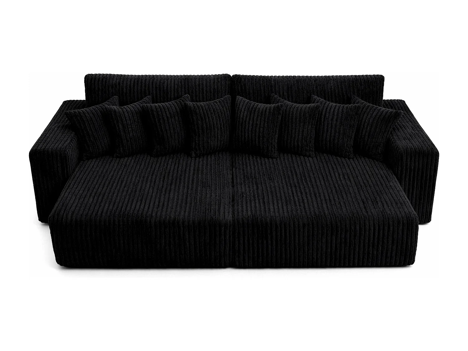 Canapé-lit avec coffre de rangement, tissu en velours côtelé Tilia, Noir, PIANO DOUBLE