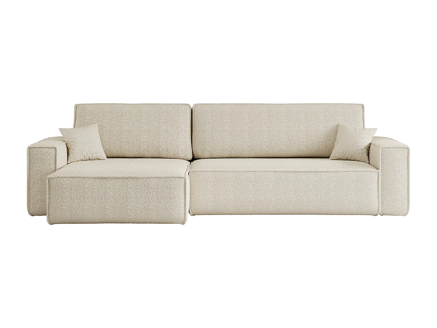 Hoekbank L-vorm met slaapfunctie en opbergruimte, stof Quelle, Ecru, Links, BEST XL