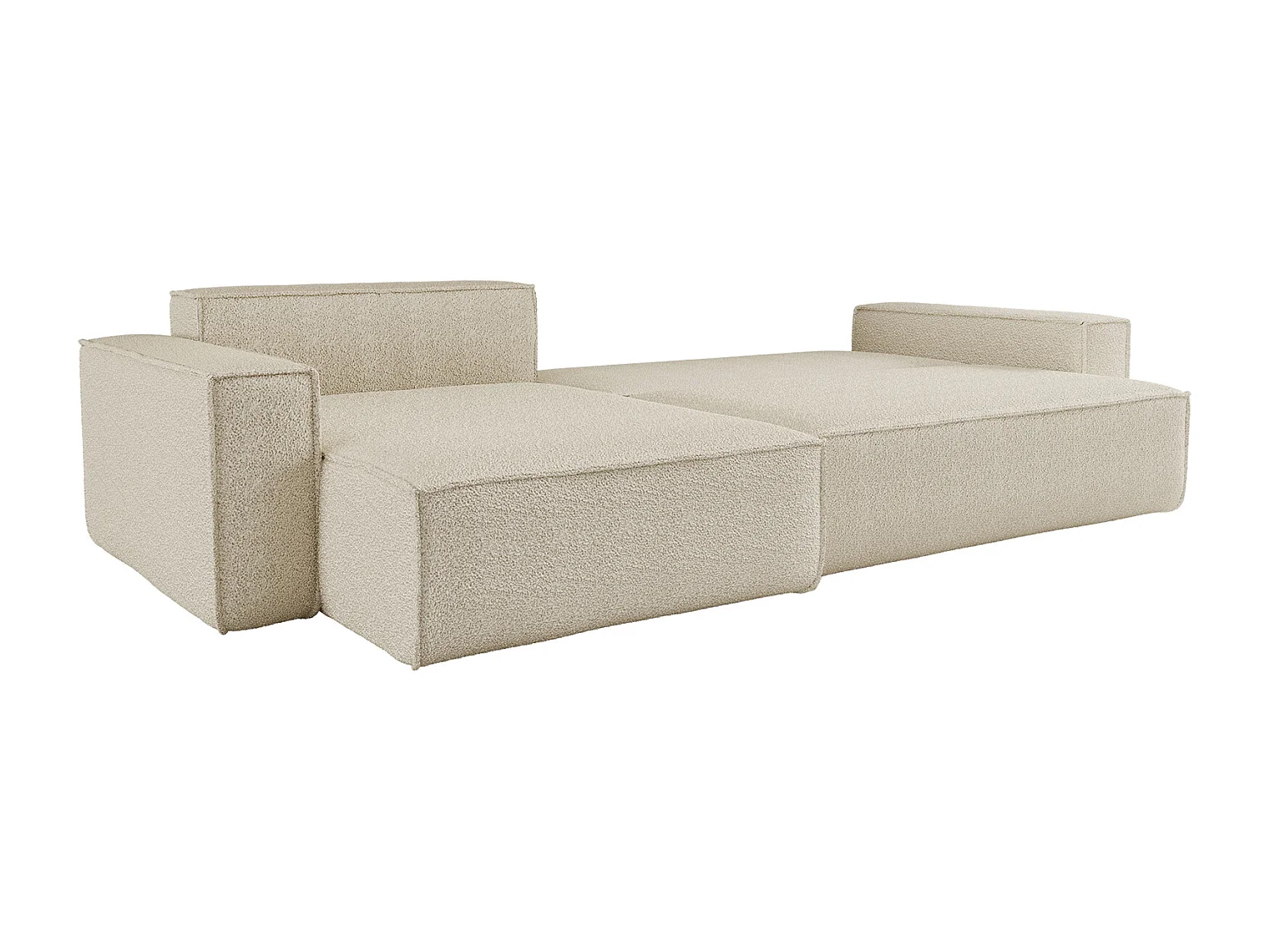 Hoekbank L-vorm met slaapfunctie en opbergruimte, stof Quelle, Ecru, Links, BEST XL