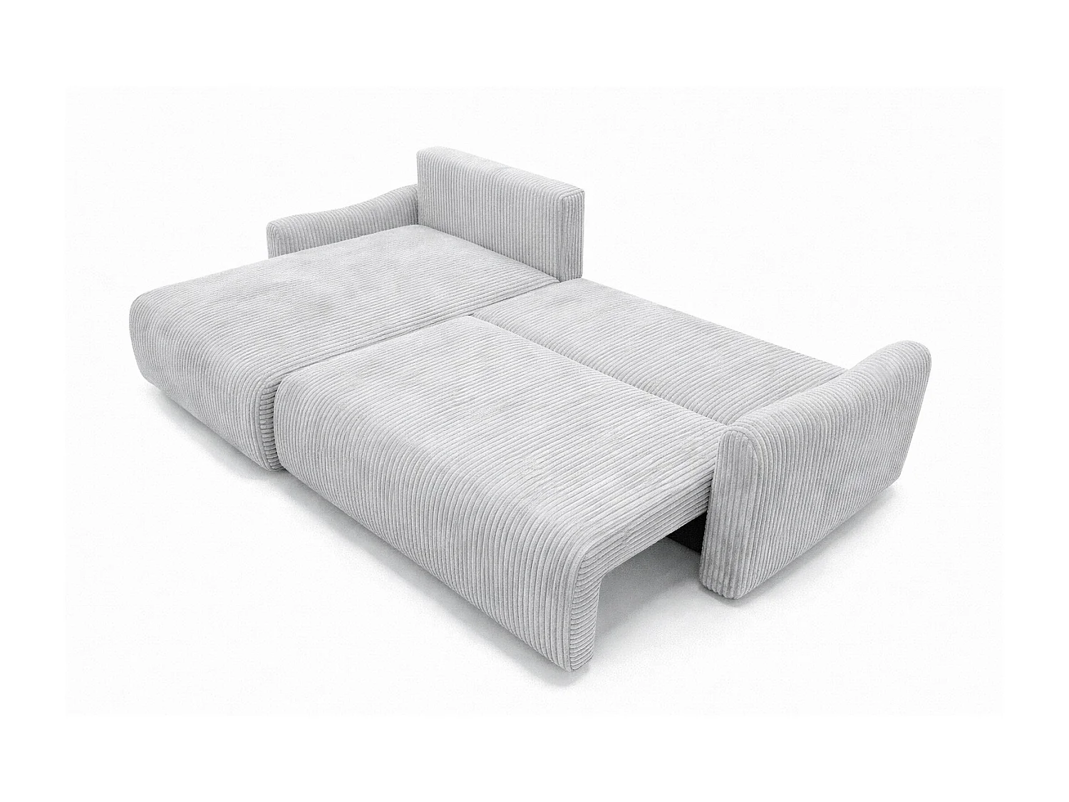 Canapé d’angle avec fonction couchage, tissu en velours côtelé Poso, Gris clair, Gauche, JAPANDI