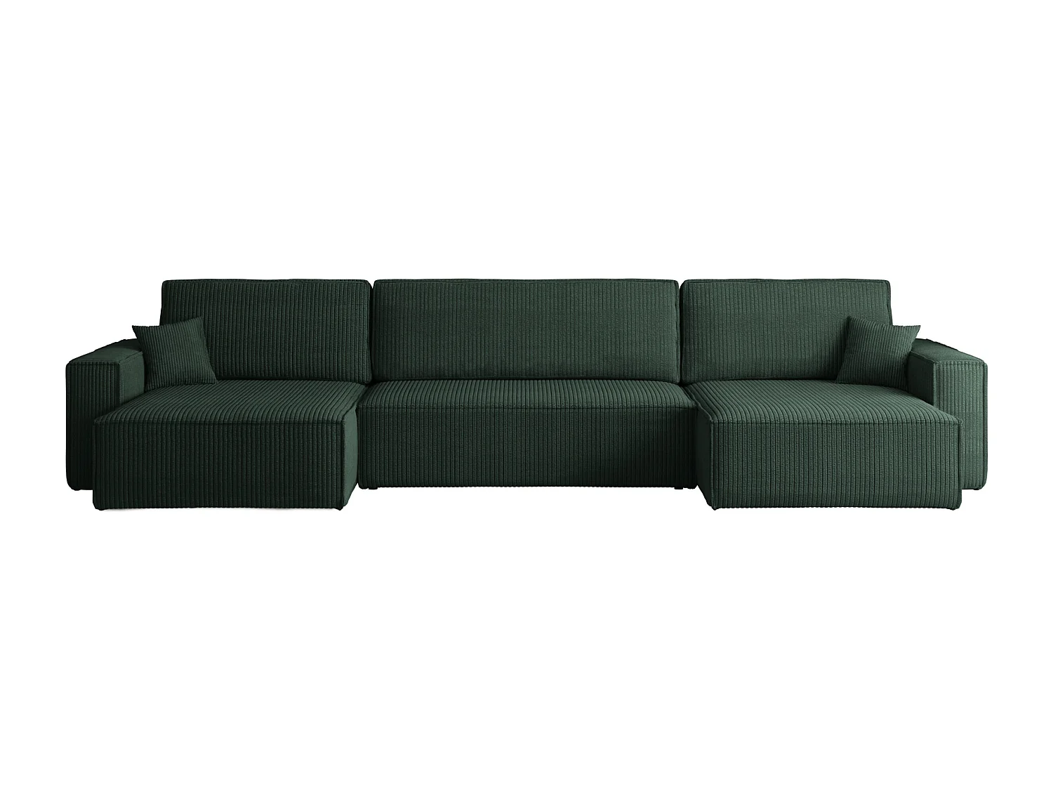 Hoekbank U-vorm met slaapfunctie en opbergruimte, stof Poso dikke cord, Groen, BEST U XL