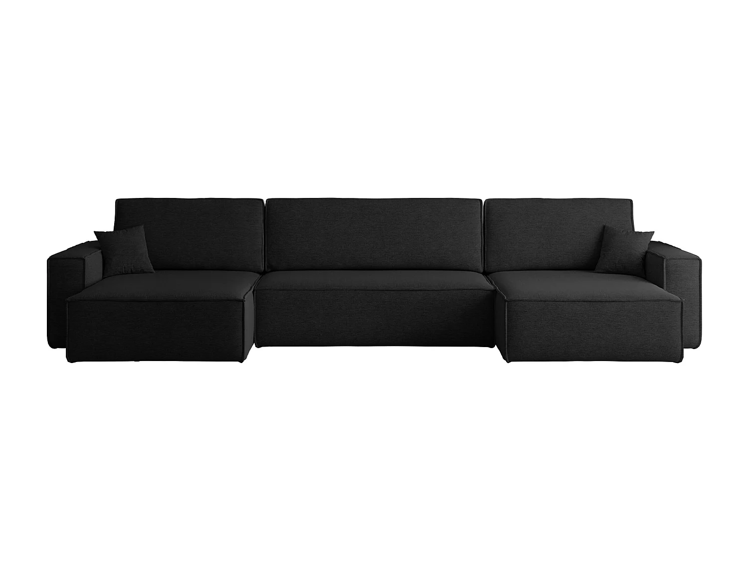 Hoekbank U-vorm met slaapfunctie en opbergruimte, stof Verita, Zwart, BEST U XL