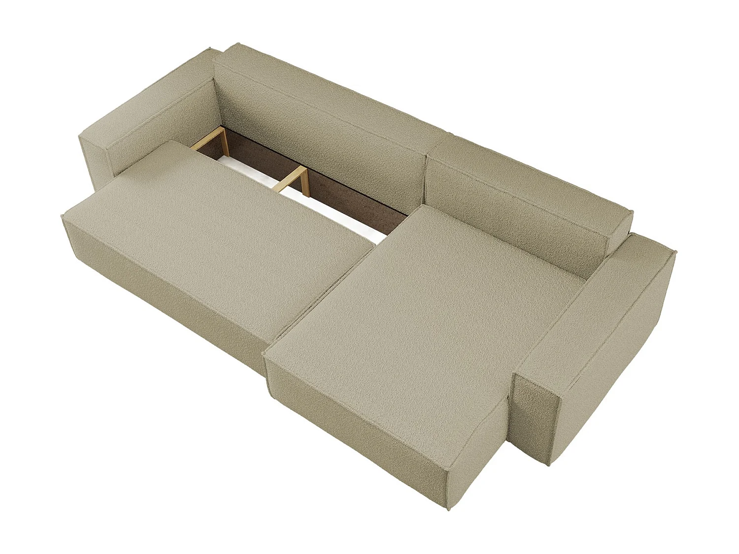 Hoekbank L-vorm met slaapfunctie en opbergruimte, stof Quelle, Beige, Rechts, BEST XL