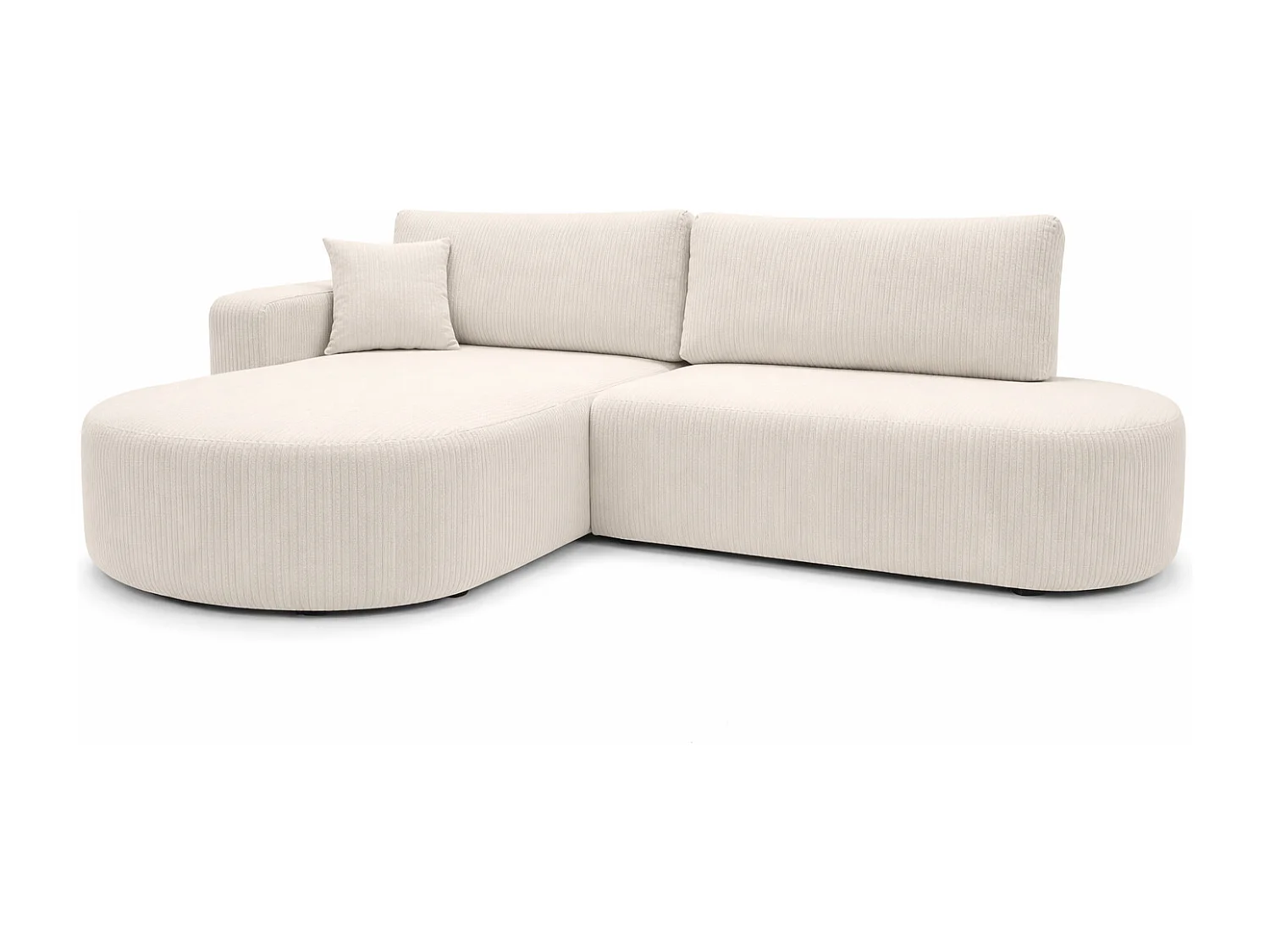 Hoekbank met slaapfunctie en opbergruimte, corduroy stof Poso, Beige, Links, ROUND ONE OPEN XL