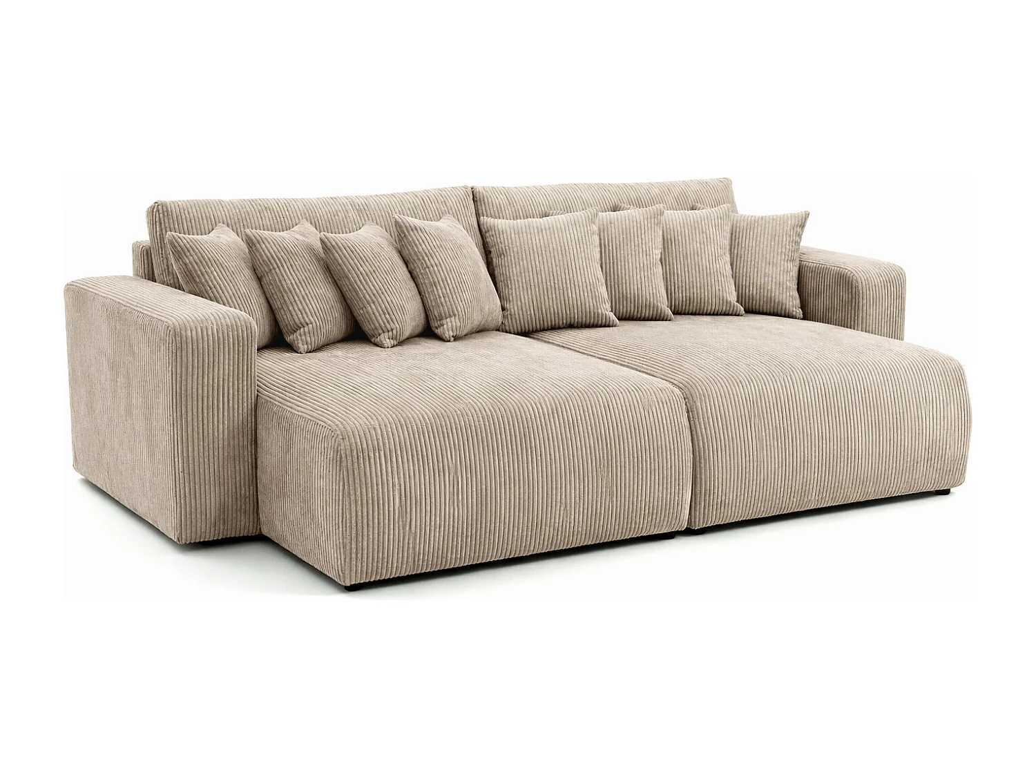 Schlafsofa mit Bettkasten, Cordstoff Poso, Dunkelbeige, PIANO DOUBLE
