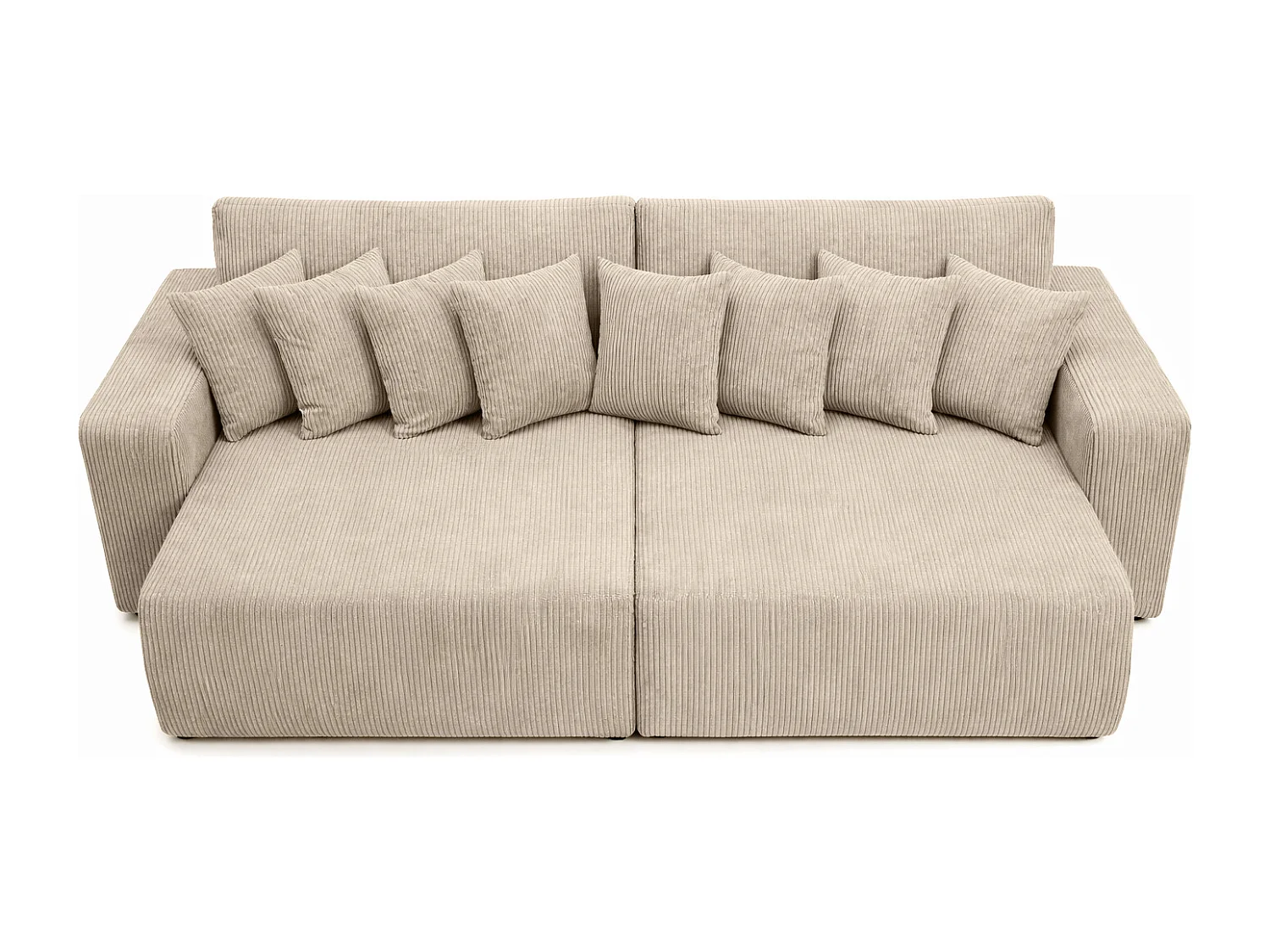 Schlafsofa mit Bettkasten, Cordstoff Poso, Dunkelbeige, PIANO DOUBLE