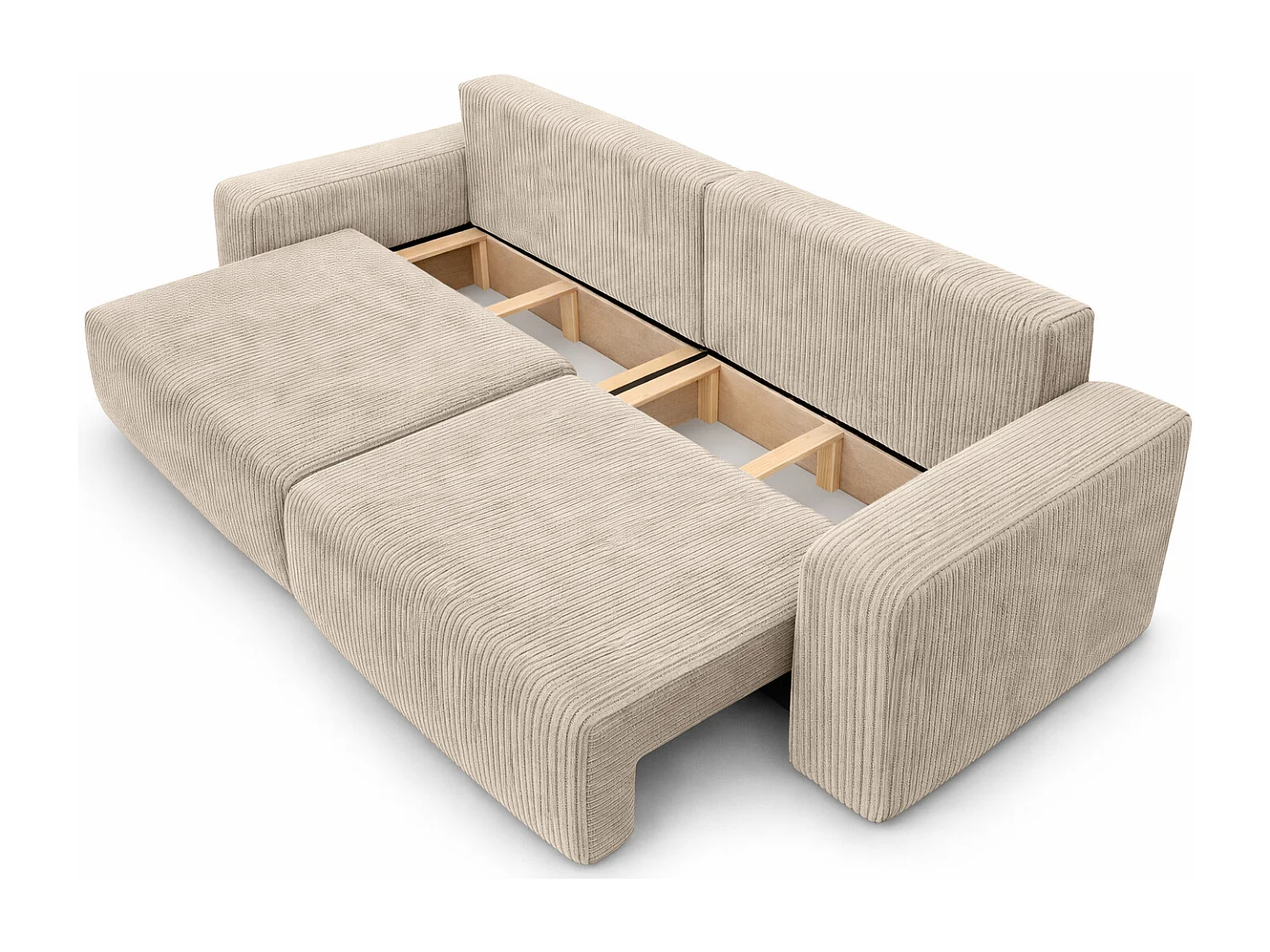 Schlafsofa mit Bettkasten, Cordstoff Poso, Dunkelbeige, PIANO DOUBLE