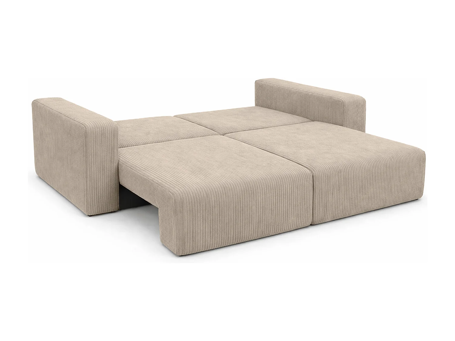 Schlafsofa mit Bettkasten, Cordstoff Poso, Dunkelbeige, PIANO DOUBLE