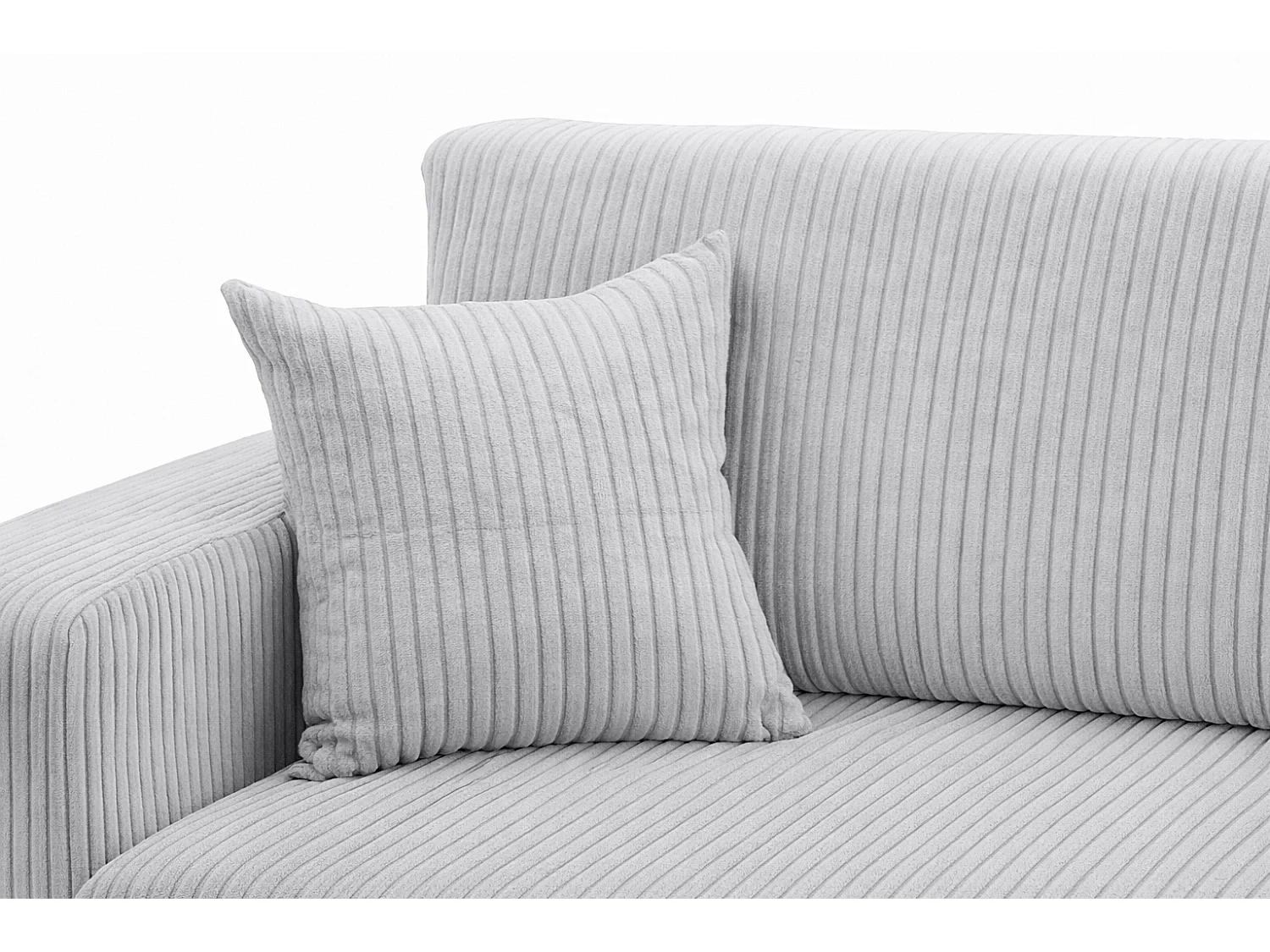 Hoekbank met slaapfunctie, koordstof Poso, Lichtgrijs, Rechts, ROUND ONE XL