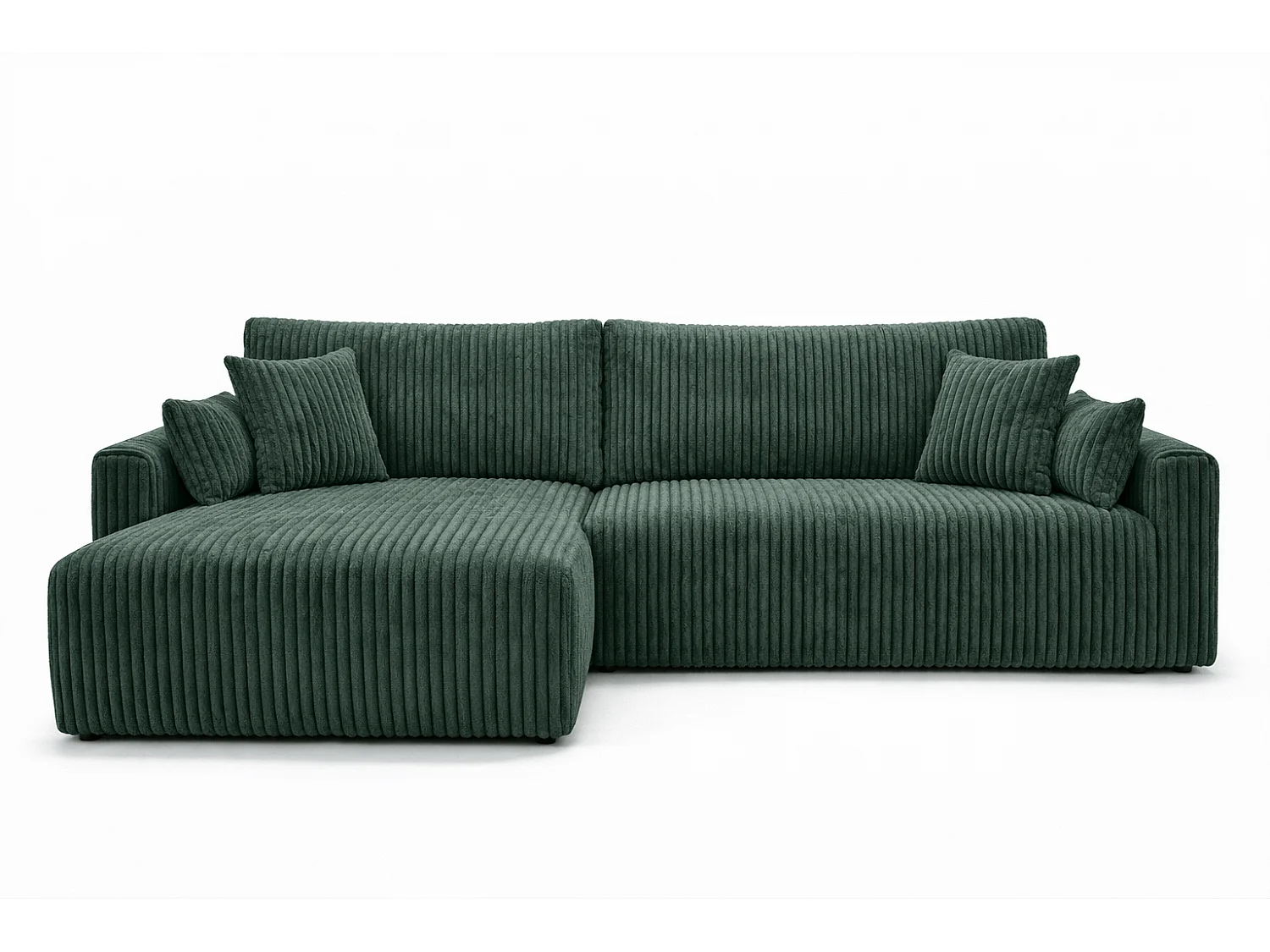 Hoekbank met slaapfunctie, koordstof Tilia, Groen, Links, JAPANDI