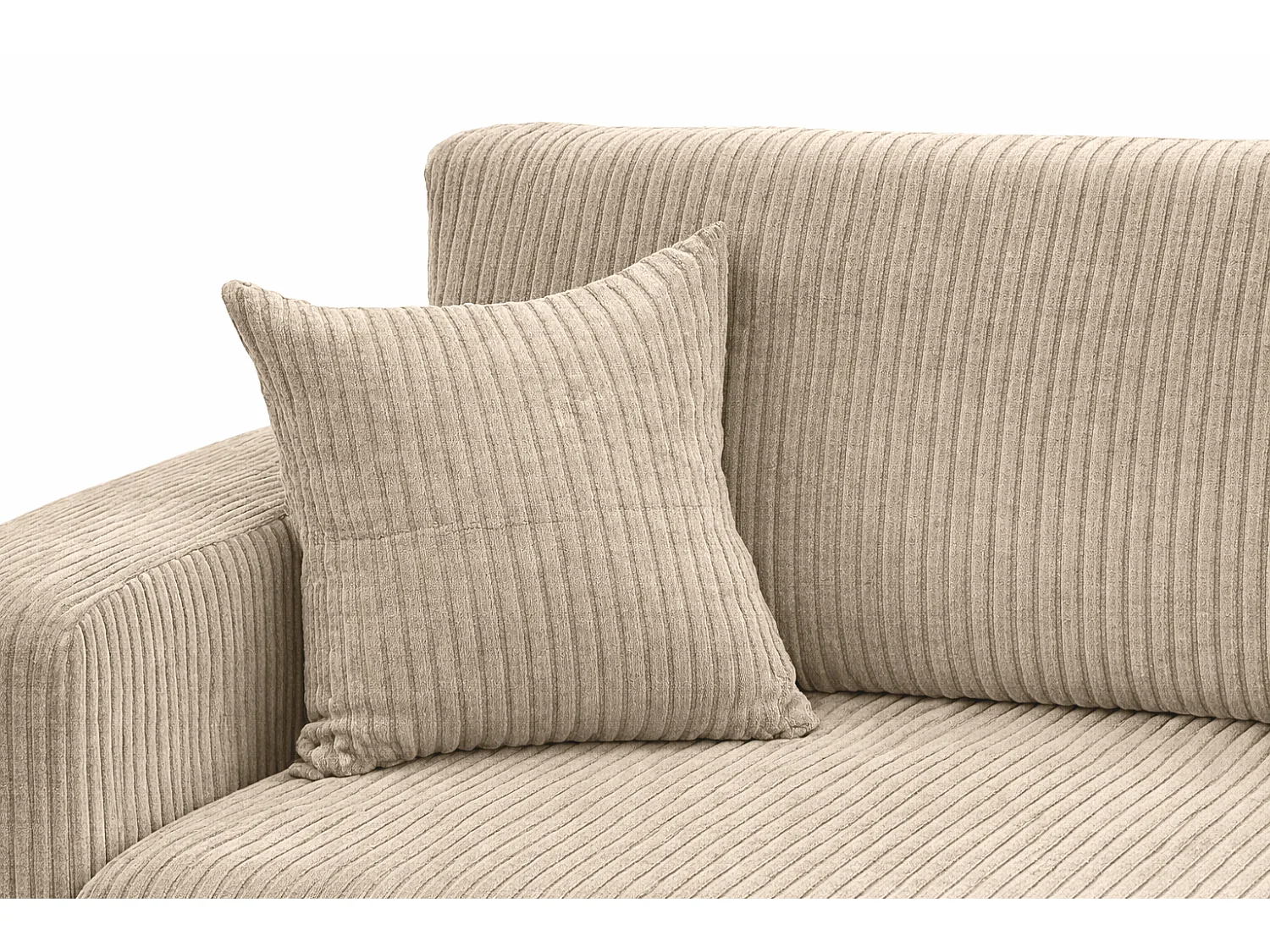 Hoekbank met slaapfunctie, koordstof Poso, Donkerbeige, Rechts, ROUND ONE XL