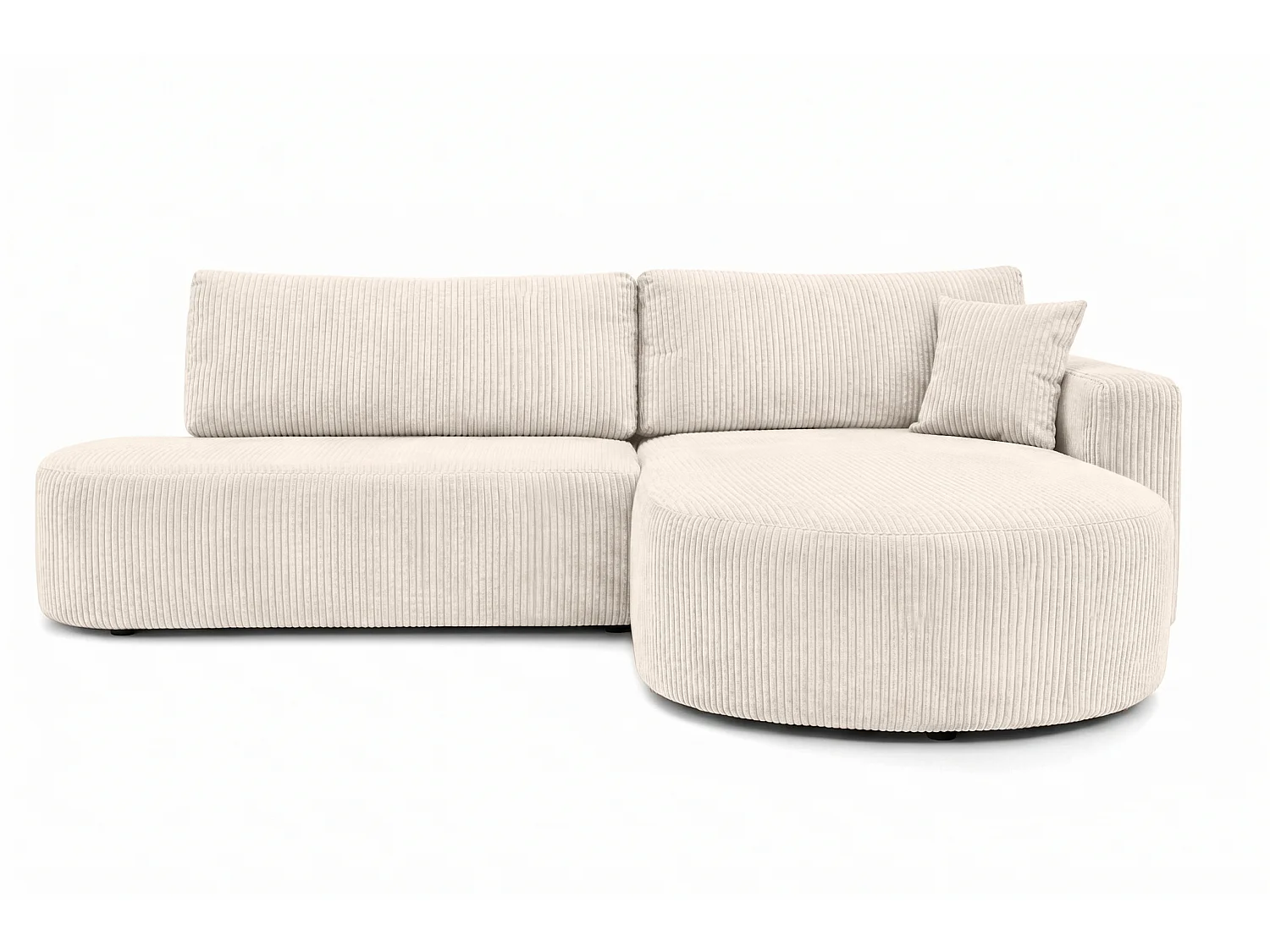Hoekbank met slaapfunctie en opbergruimte, corduroy stof Poso, Beige, Rechts, ROUND ONE OPEN XL