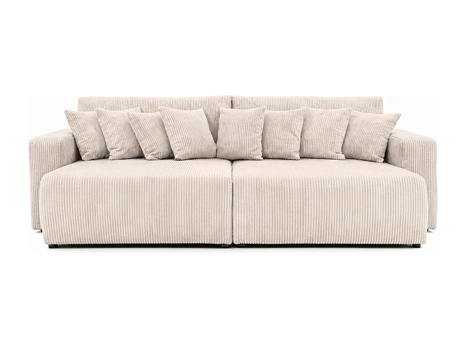 Slaapbank met opbergruimte, koordstof Poso, Beige, PIANO DOUBLE