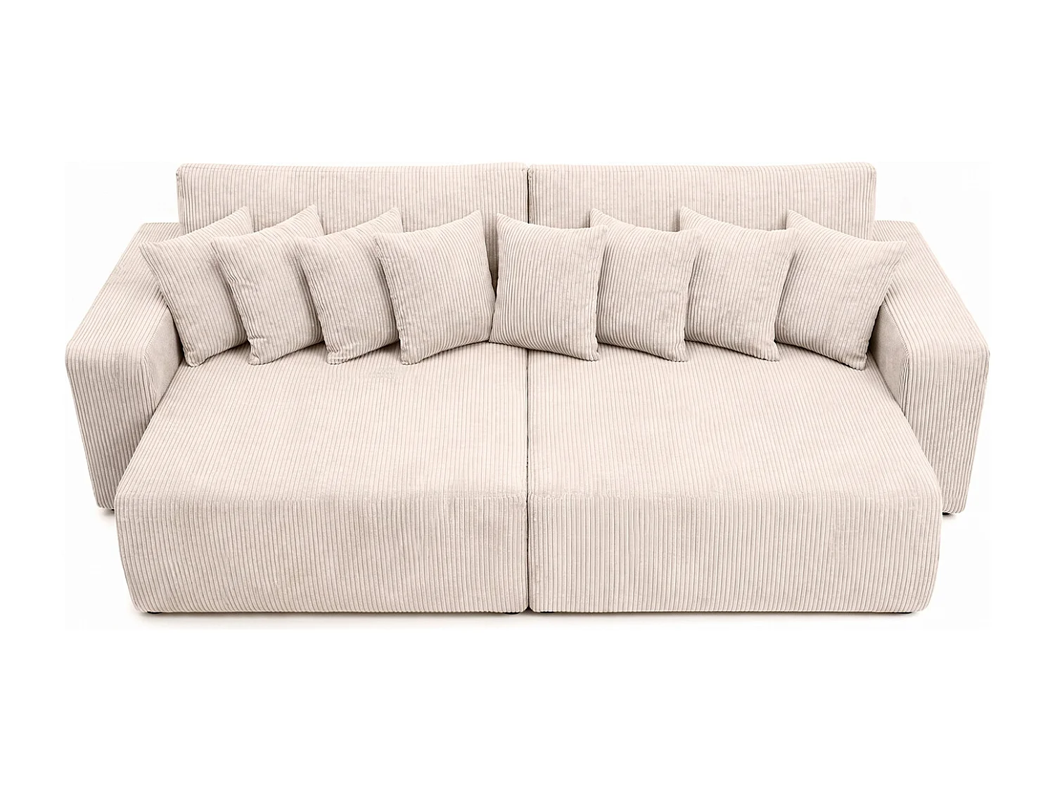 Slaapbank met opbergruimte, koordstof Poso, Beige, PIANO DOUBLE