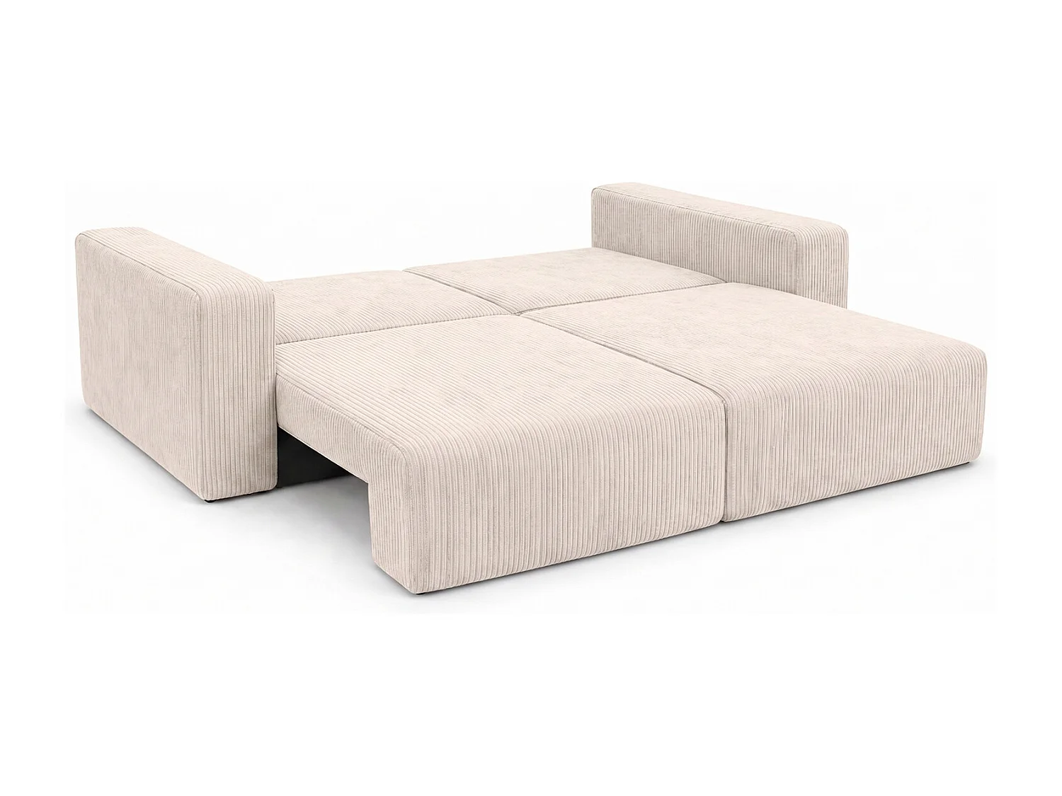 Slaapbank met opbergruimte, koordstof Poso, Beige, PIANO DOUBLE