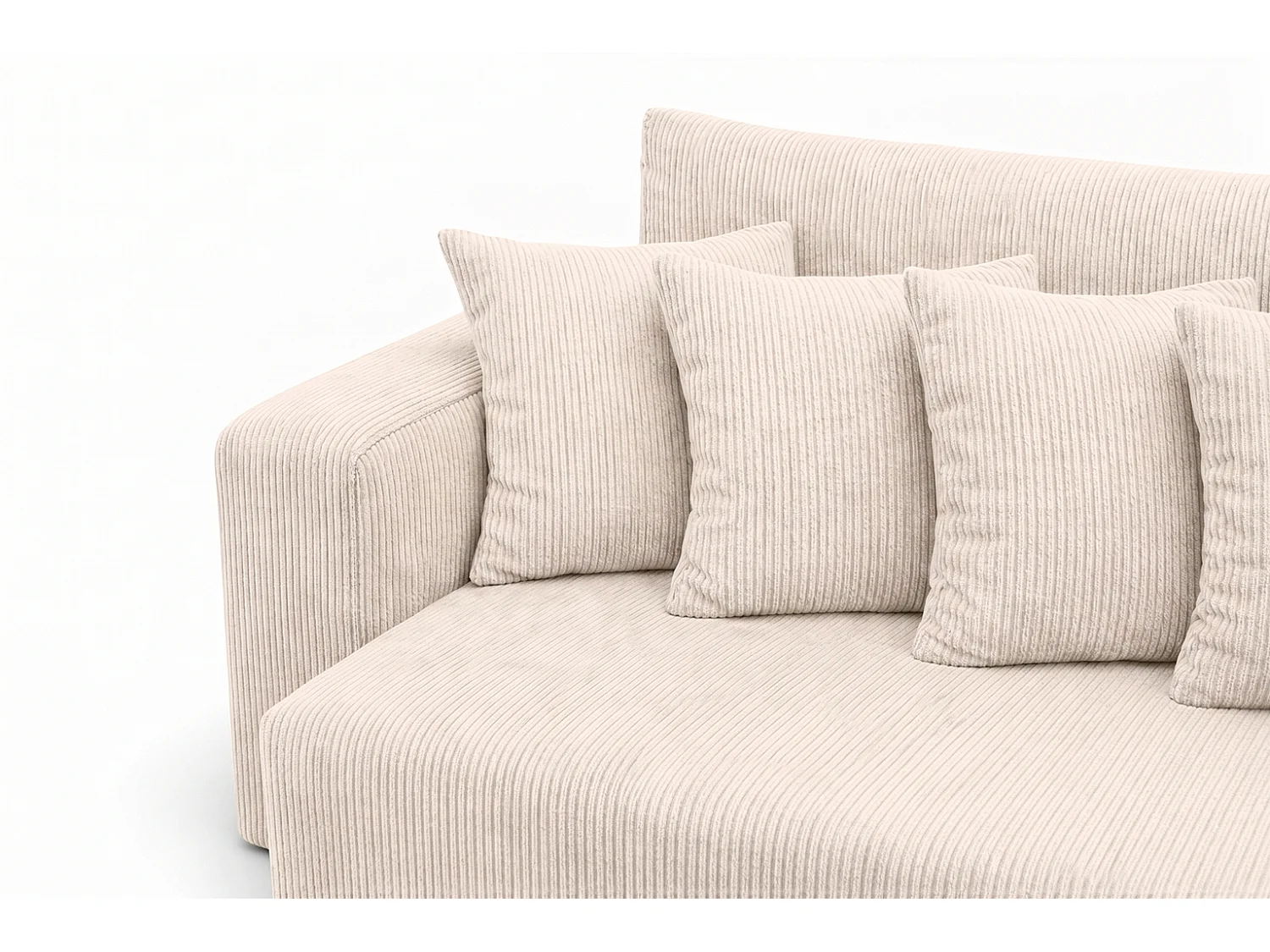 Slaapbank met opbergruimte, koordstof Poso, Beige, PIANO DOUBLE