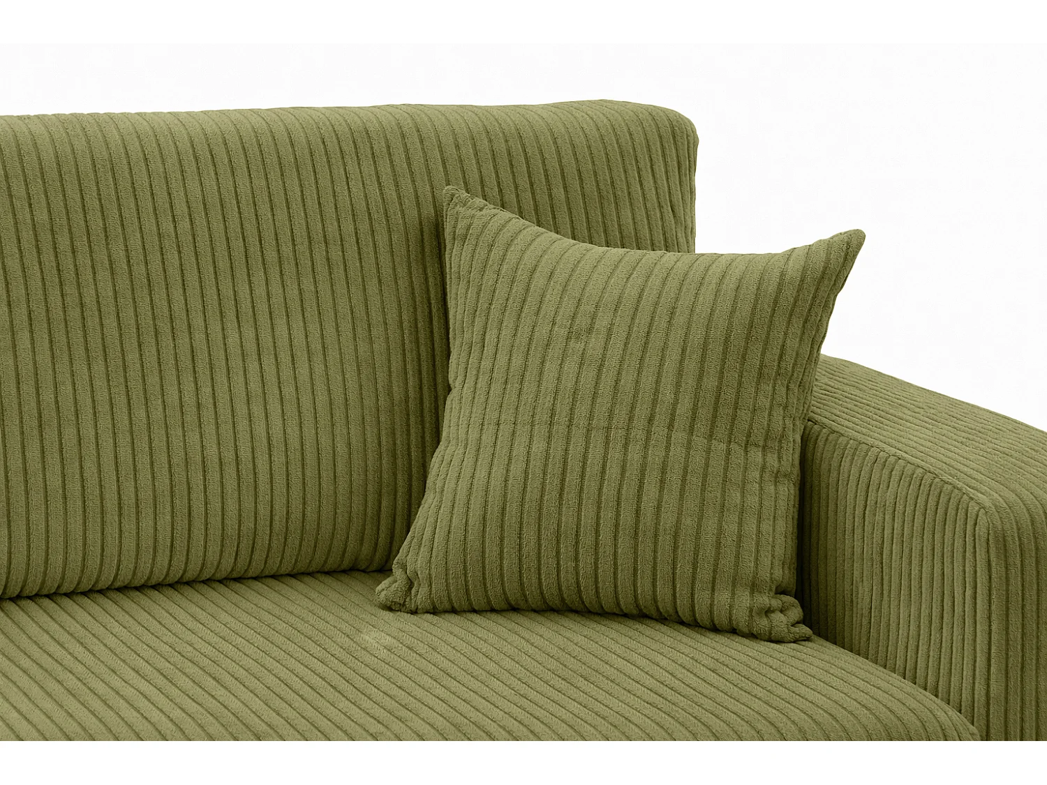 Hoekbank met slaapfunctie, koordstof Poso, Olijfkleurig, Links, ROUND ONE XL