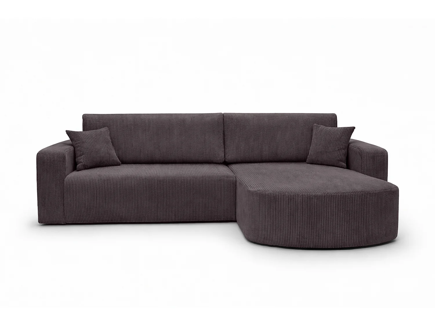 Hoekbank met slaapfunctie, koordstof Poso, Donkergrijs, Rechts, ROUND ONE XL