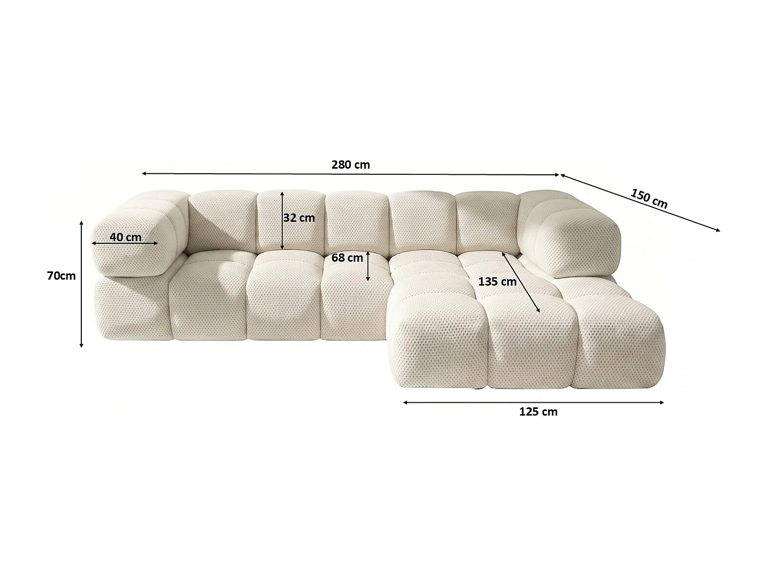 Hoekbank L-vorm, gestructureerde premiumstof Sonic, Beige, Rechts, Averro