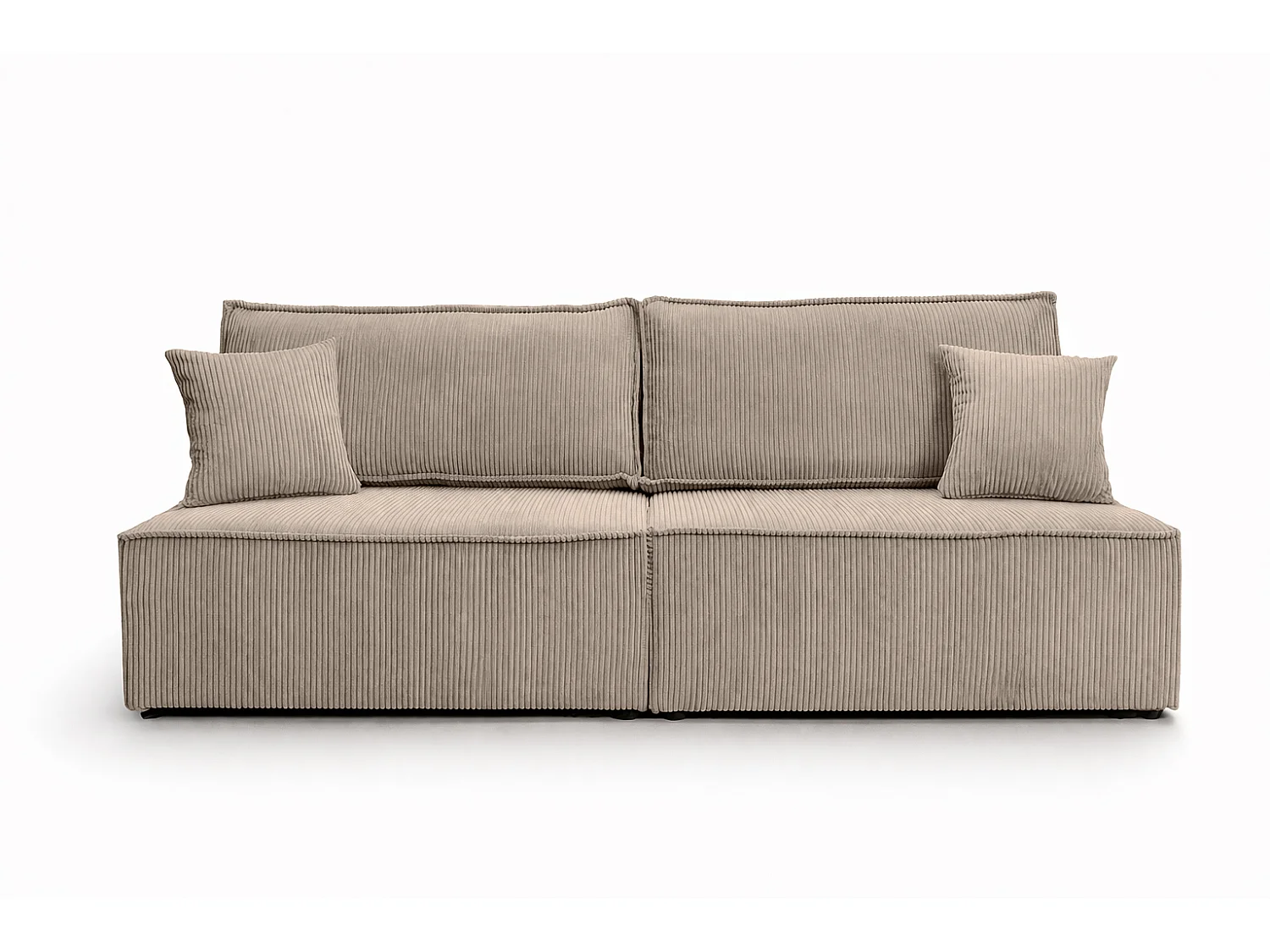 Canapé avec fonction couchage et coffre de rangement, tissu en velours côtelé Poso, Beige foncé, BEST MINI