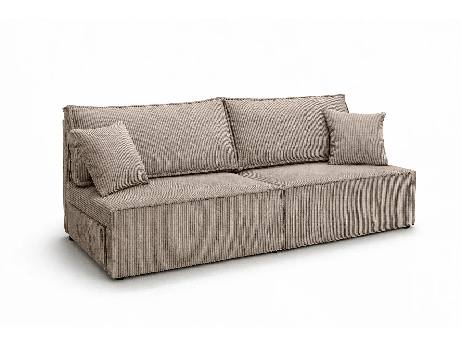 Canapé avec fonction couchage et coffre de rangement, tissu en velours côtelé Poso, Beige foncé, BEST MINI