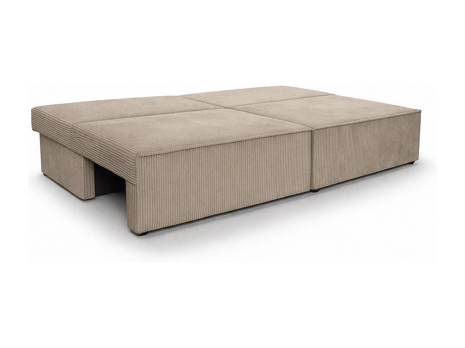 Canapé avec fonction couchage et coffre de rangement, tissu en velours côtelé Poso, Beige foncé, BEST MINI