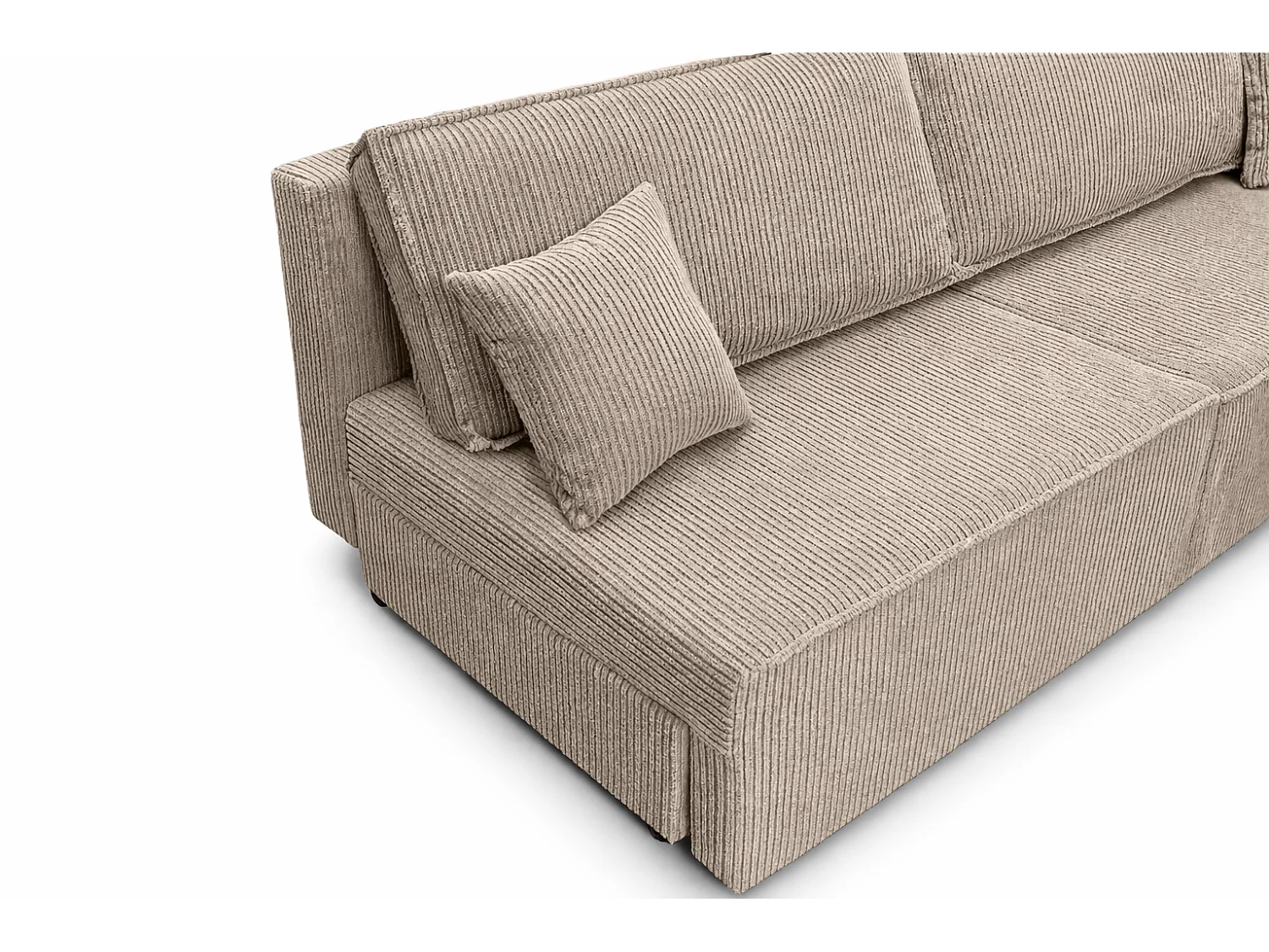 Canapé avec fonction couchage et coffre de rangement, tissu en velours côtelé Poso, Beige foncé, BEST MINI