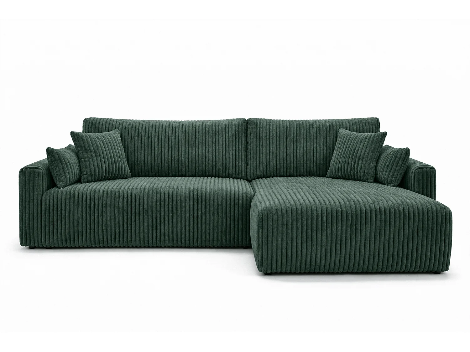 Hoekbank met slaapfunctie, koordstof Tilia, Groen, Rechts, JAPANDI