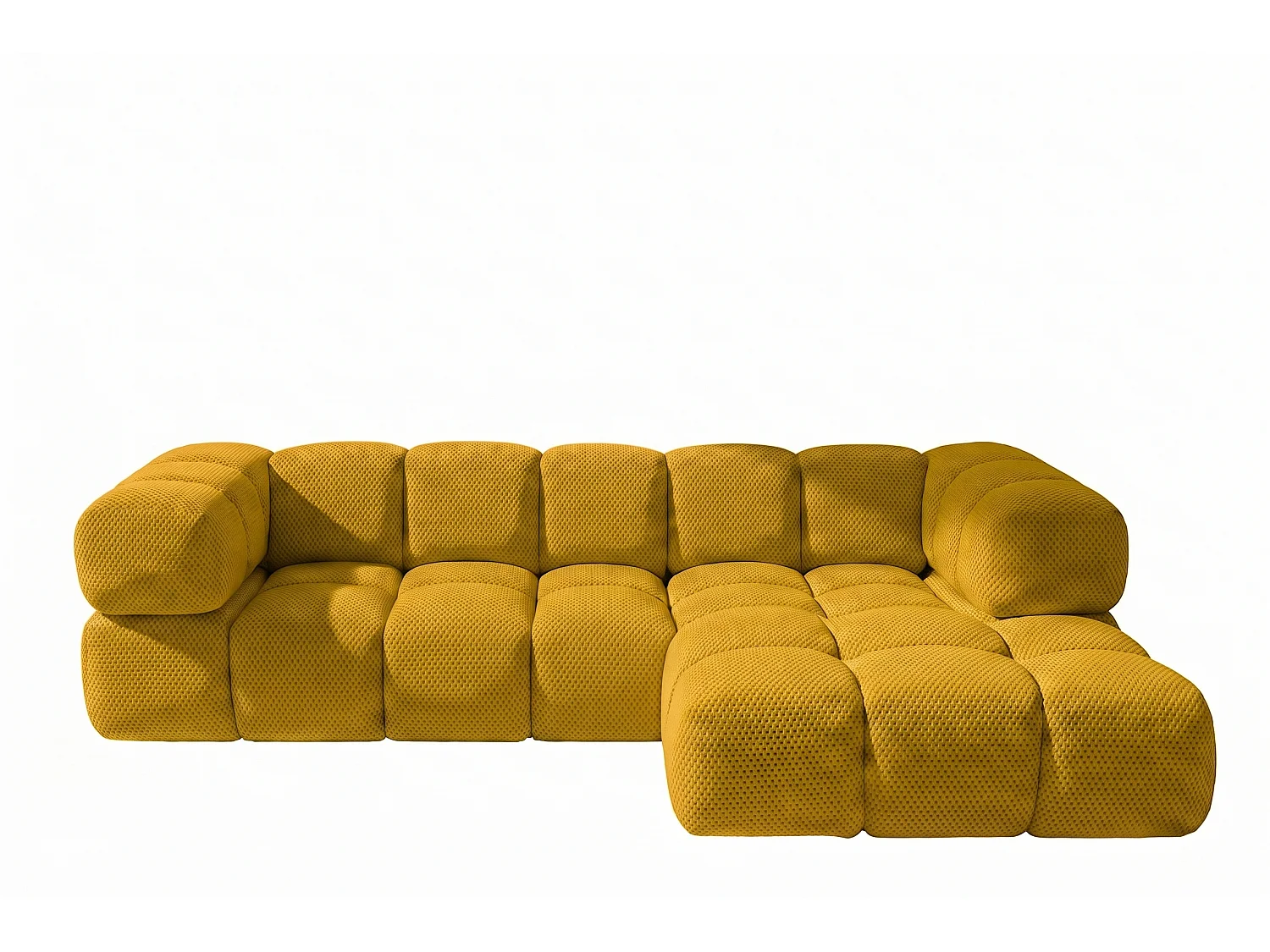 Hoekbank L-vorm, gestructureerde premiumstof Sonic, Mosterdkleur, Rechts, Averro