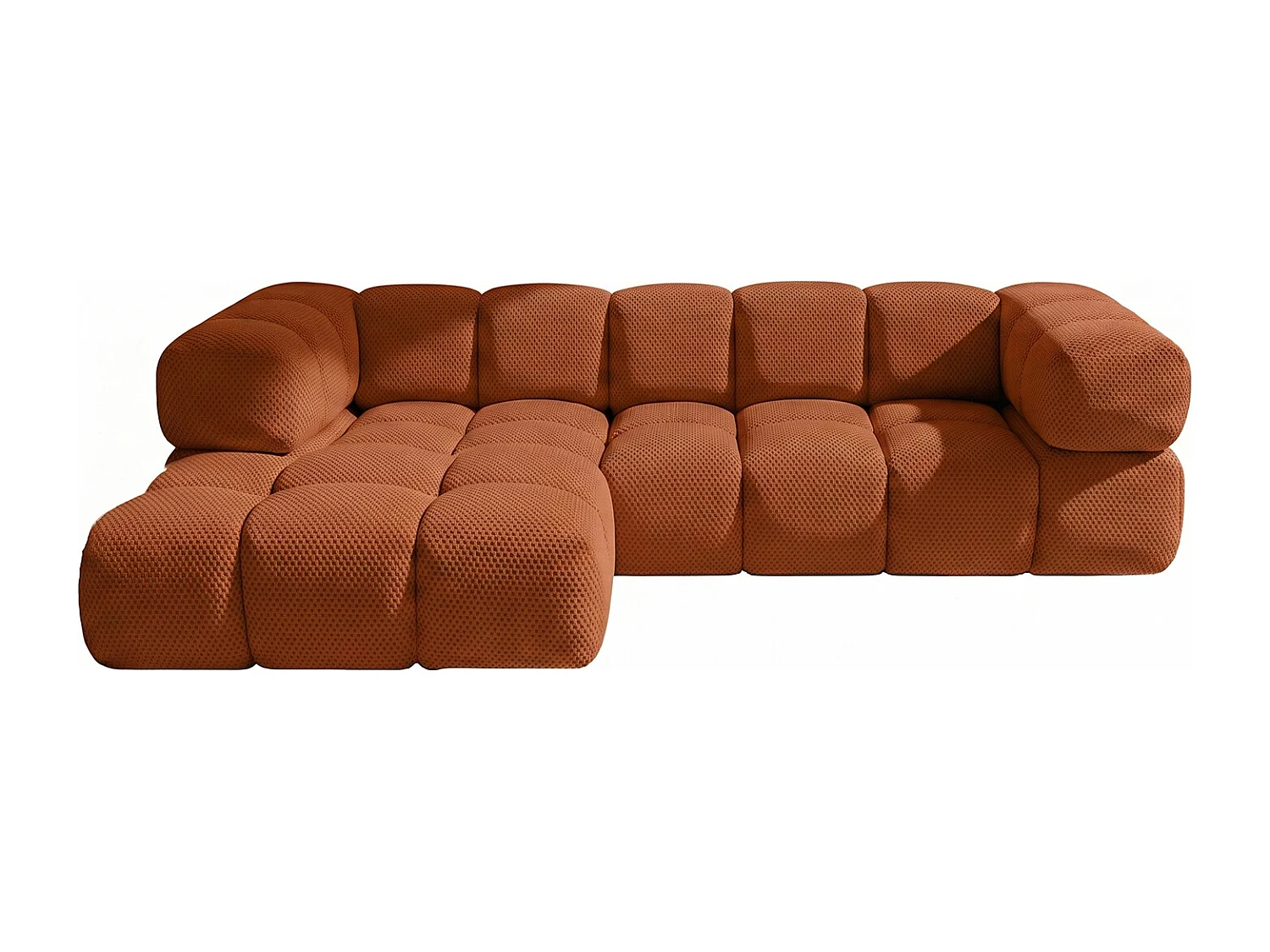 Hoekbank L-vorm, gestructureerde premiumstof Sonic, Koper, Links, Averro