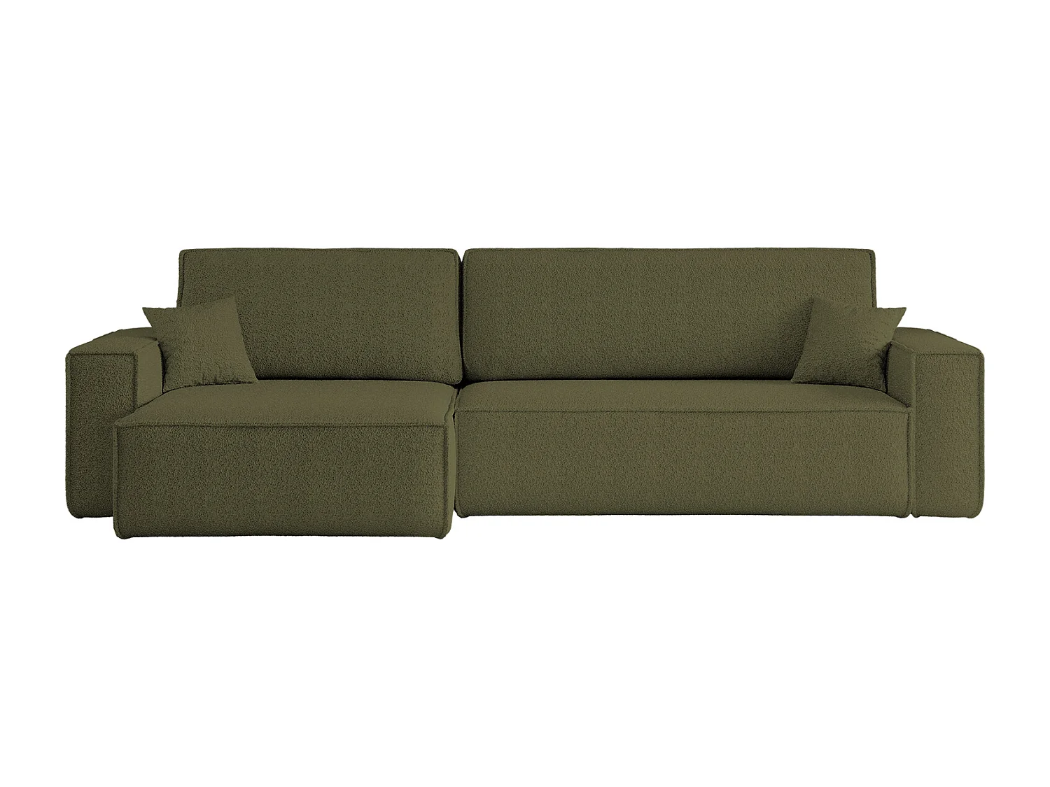 Hoekbank L-vorm met slaapfunctie en opbergruimte, stof Quelle, Olijf, Links, BEST XL